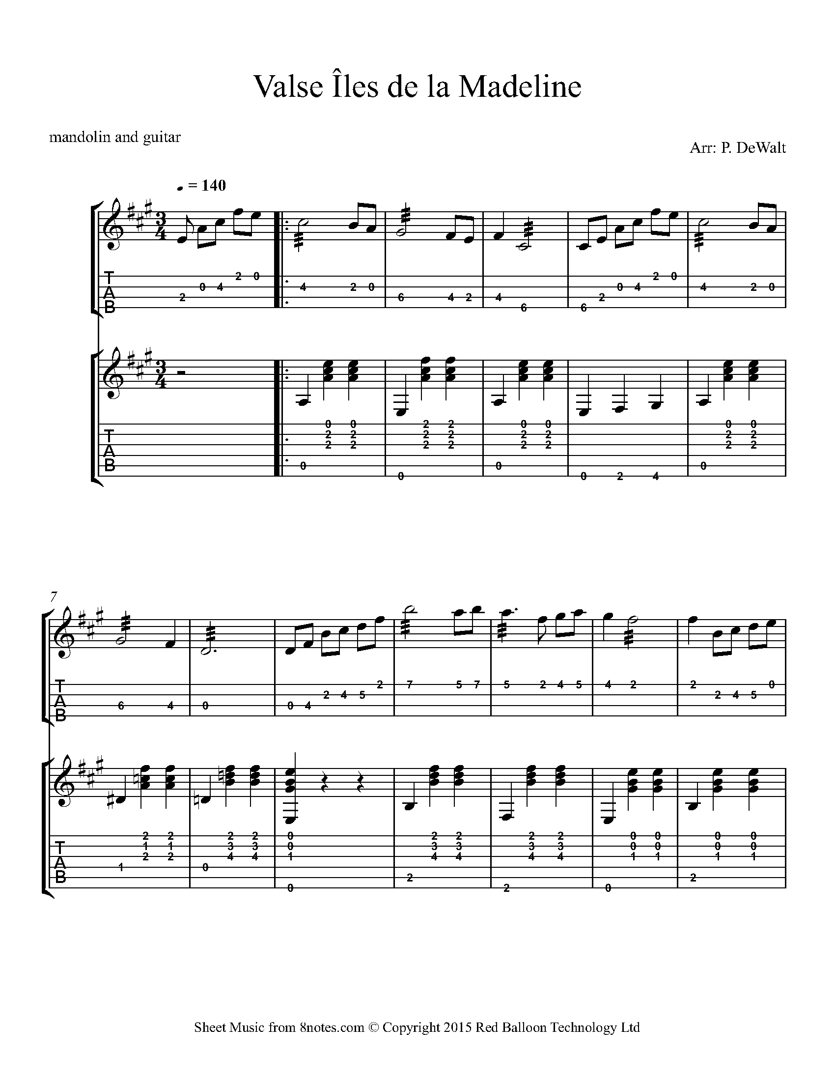 Valse Îles de la Madeline (French Canadian waltz) Sheet music for