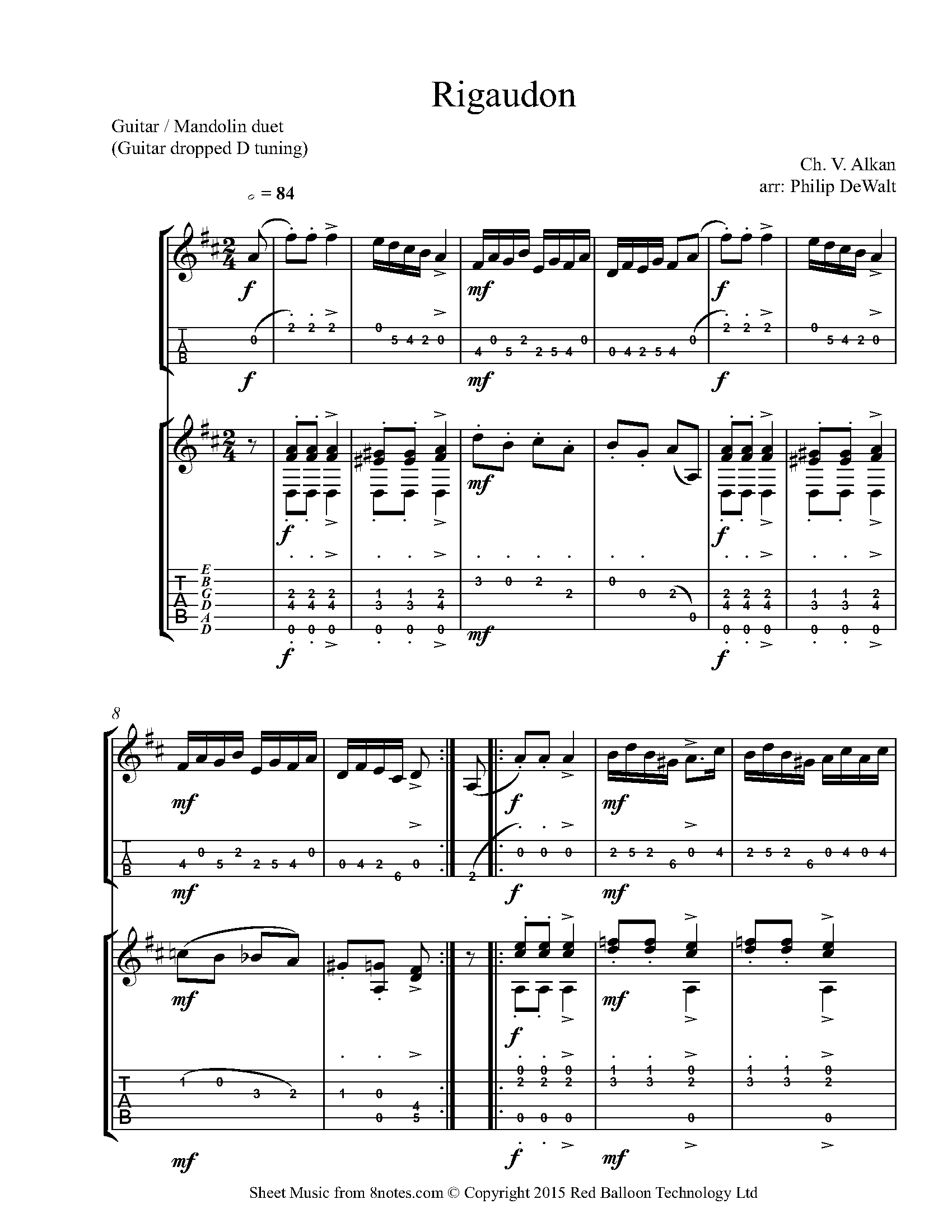 Alkan Rigaudon Sheet music for MandolinGuitar Duet