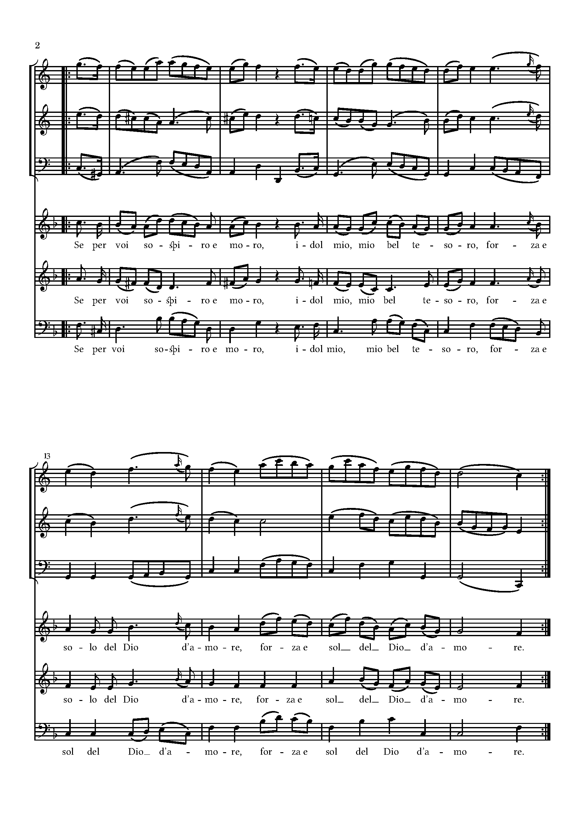 Luci care, luci belle, K.346/439a/Anh.A 47/05 by Wolfgang Amadeus Mozart Sheet Music arranged by 8notes.com for Multiple Soloists and Ensemble - 1 of 2 pages