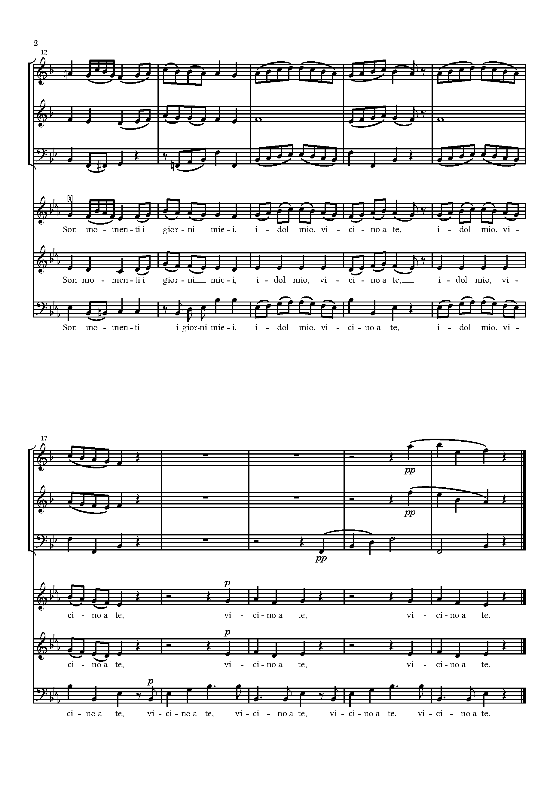 Se lontan ben mio, tu sei, K.438 by Wolfgang Amadeus Mozart Sheet Music arranged by 8notes.com for Multiple Soloists and Ensemble - 1 of 2 pages
