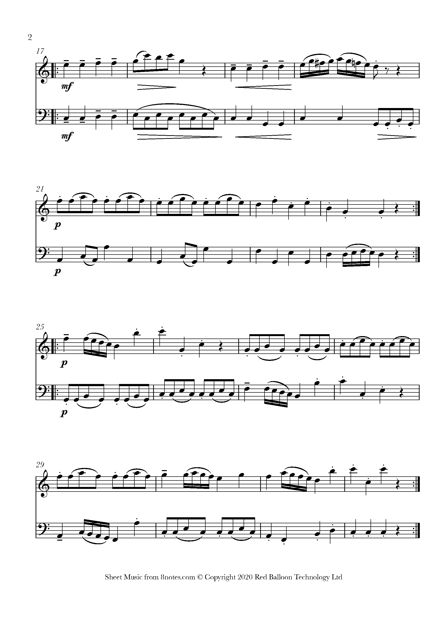 Gossec Gavotte in D Sheet music for OboeCello Duet