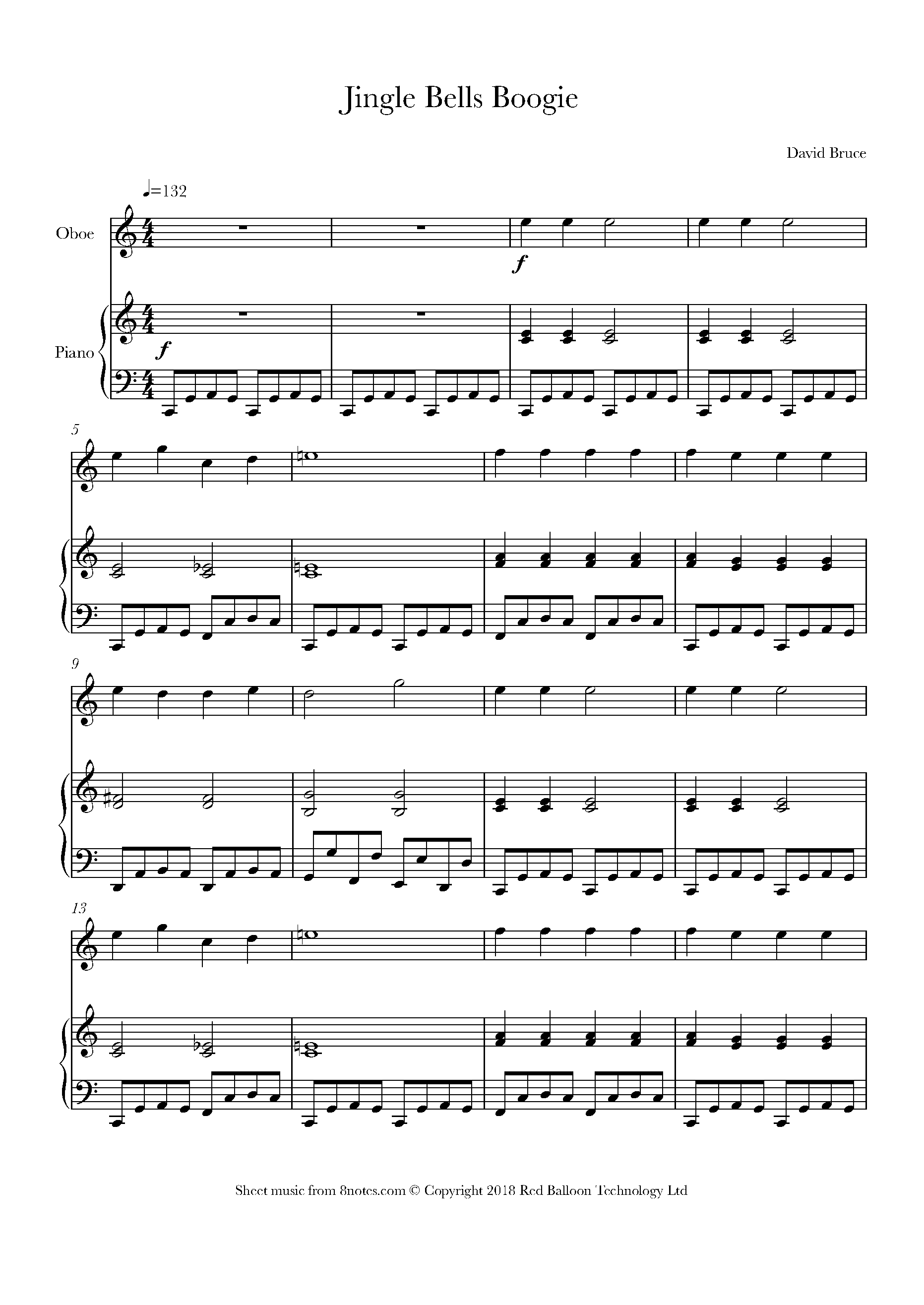 David Bruce Jingle Bells Boogie Sheet music for Oboe