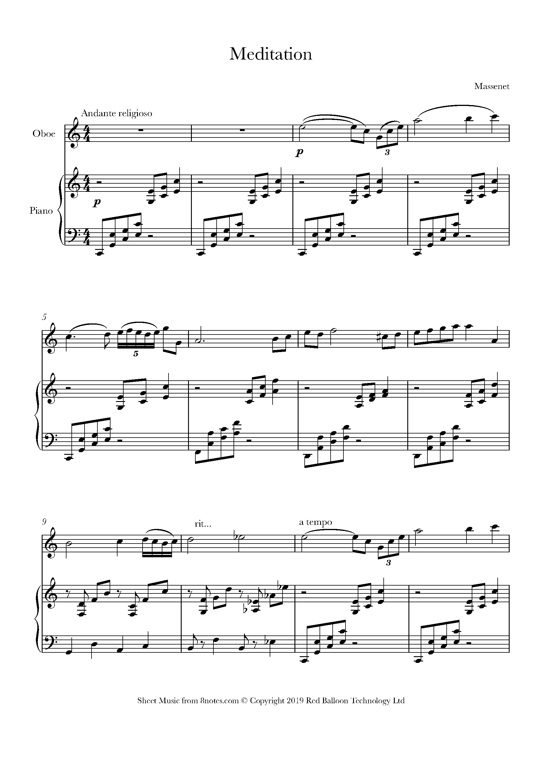 Meditation from Thais Sheet music for Oboe