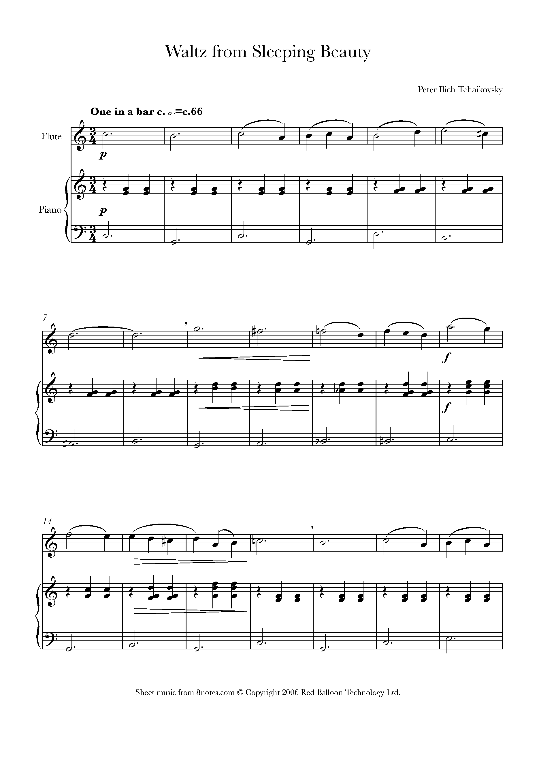 Tchaikovsky Waltz From Sleeping Beauty Sheet Music For Oboe 8notes Com