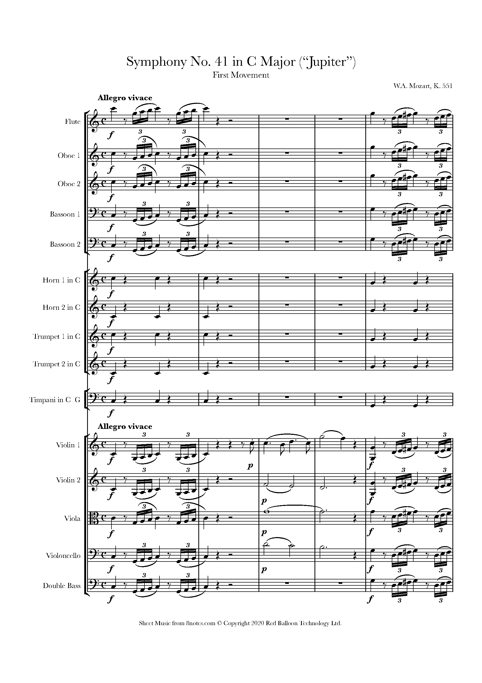 Mozart Symphony No.41 in C Major (Jupiter), K.551 1st Movement Sheet