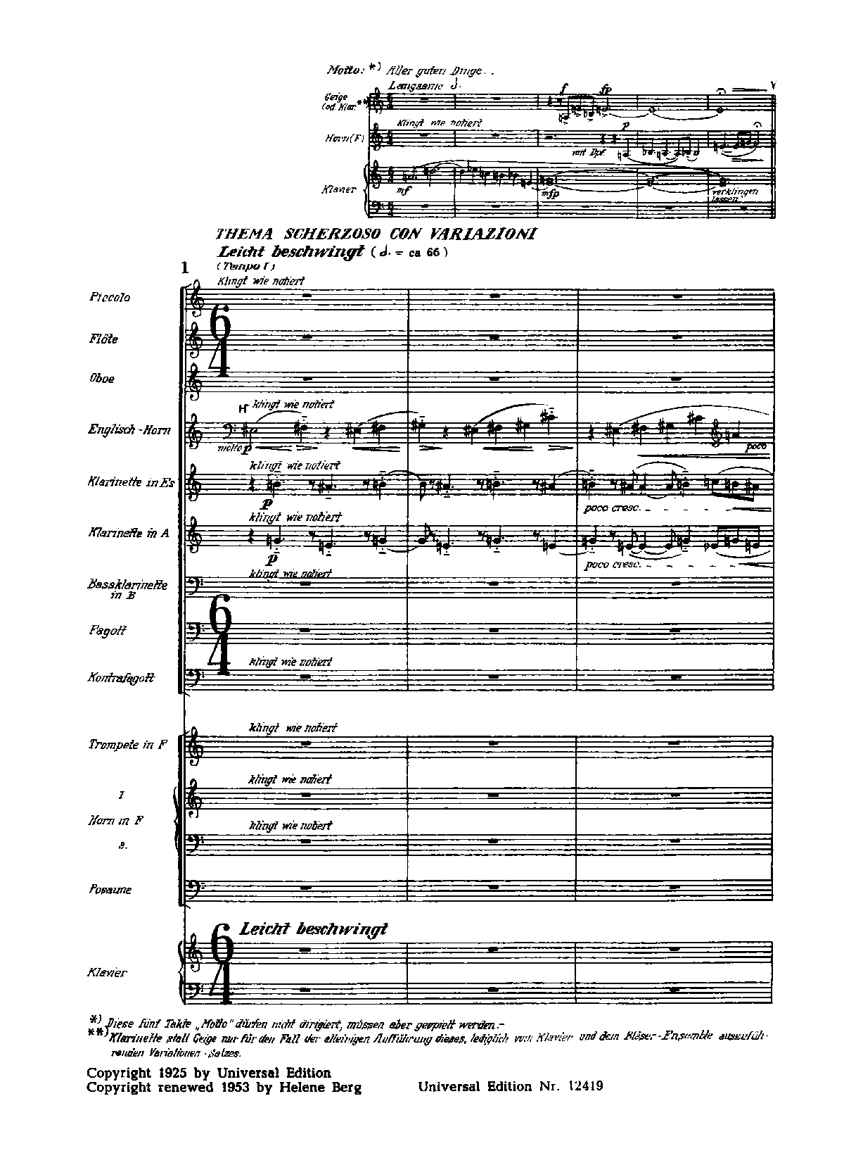 Kammerkonzert by Alban Berg Sheet Music arranged by 8notes.com for Orchestra - 1 of 188 pages