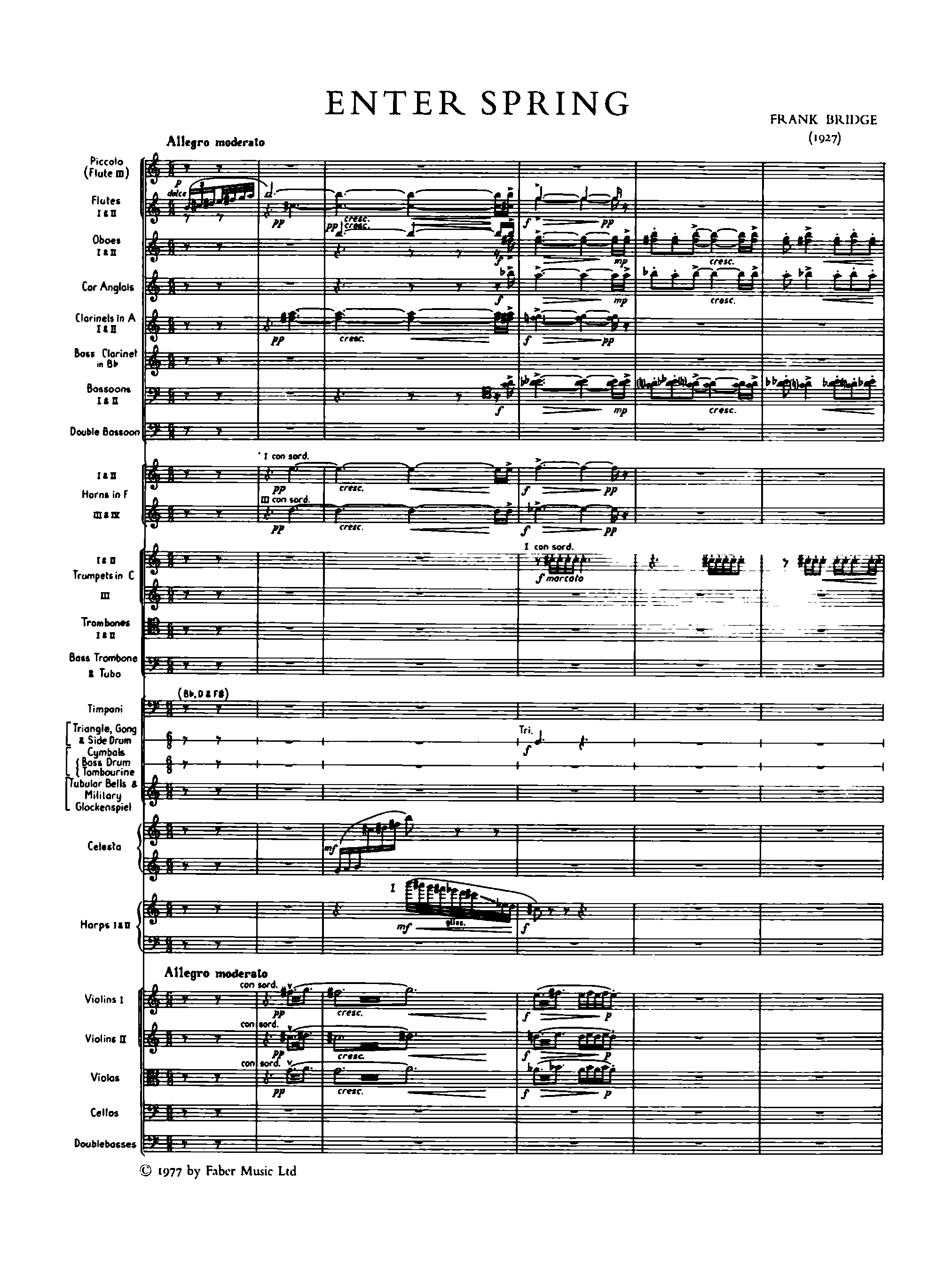 Enter Spring, H.174 by Frank Bridge Sheet Music arranged by 8notes.com for Orchestra - 1 of 70 pages