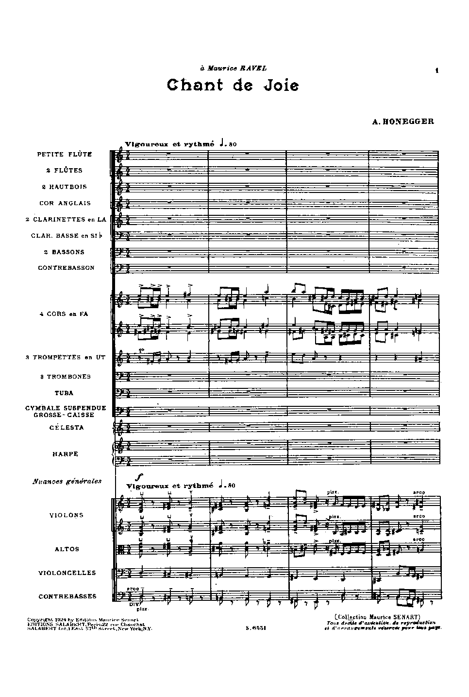 Chant de joie, H.47 by Arthur Honegger Sheet Music arranged by 8notes.com for Orchestra - 1 of 27 pages