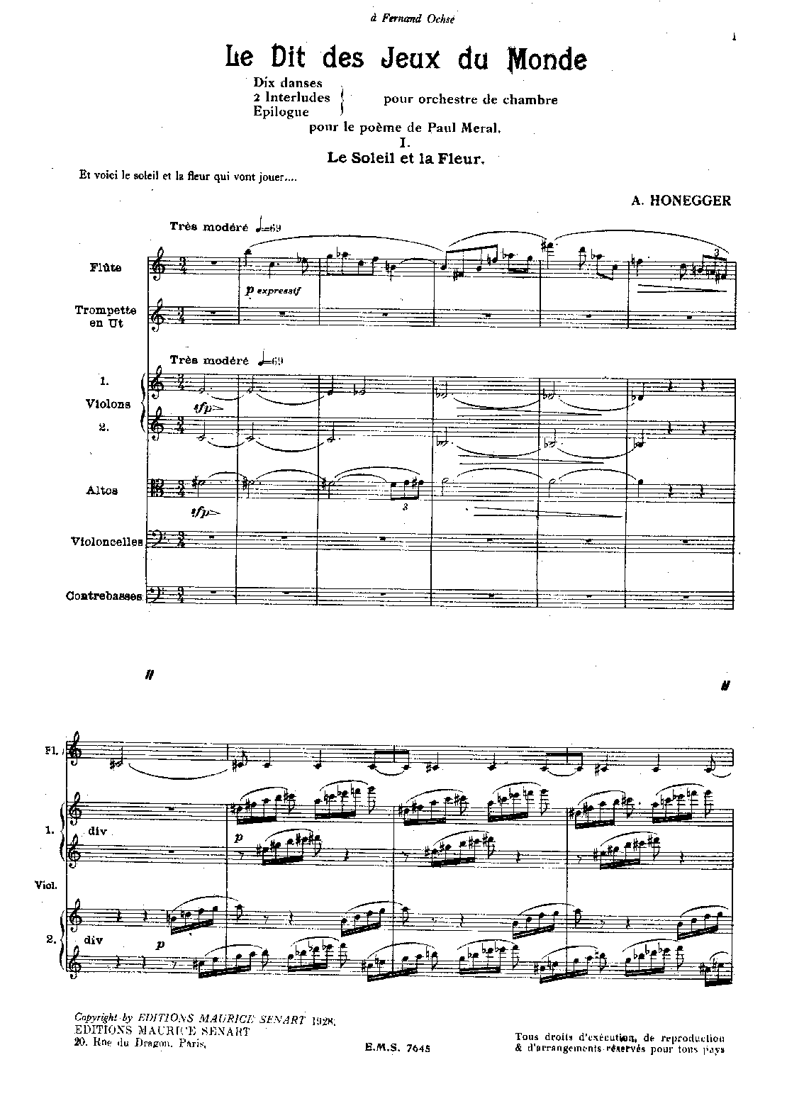 Le dit des jeux du monde, H.19 by Arthur Honegger Sheet Music arranged by 8notes.com for Orchestra - 1 of 94 pages