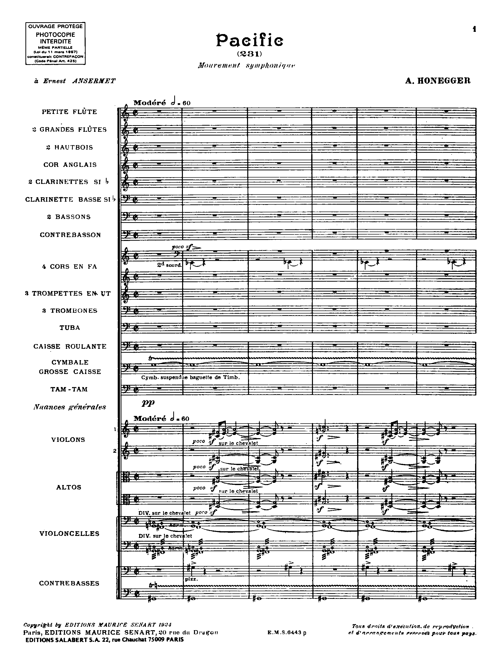 Pacific 231, H.53 by Arthur Honegger Sheet Music arranged by 8notes.com for Orchestra - 1 of 44 pages