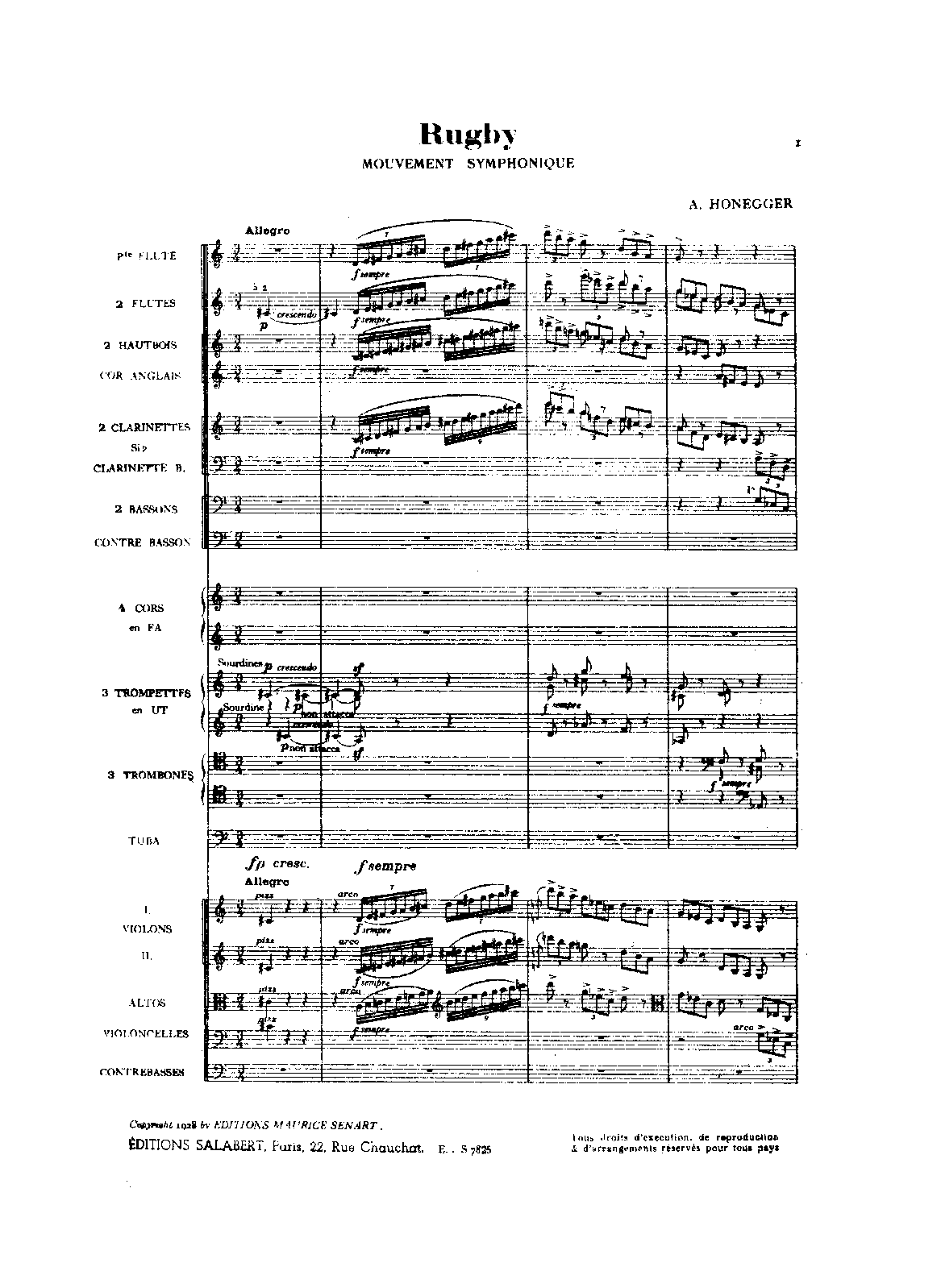 Rugby, H.67 by Arthur Honegger Sheet Music arranged by 8notes.com for Orchestra - 1 of 61 pages
