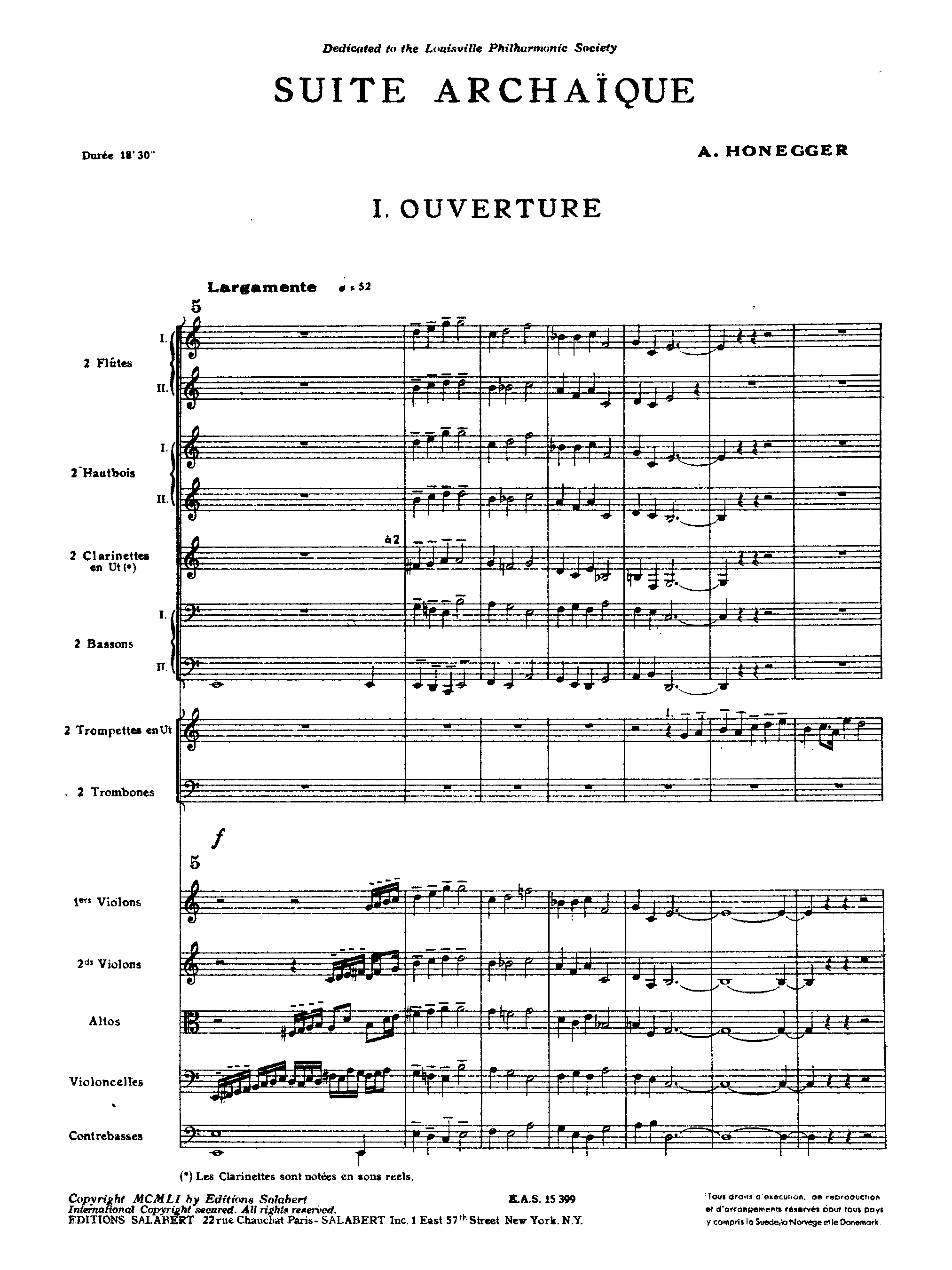 Suite archaique, H.203 by Arthur Honegger Sheet Music arranged by 8notes.com for Orchestra - 1 of 26 pages