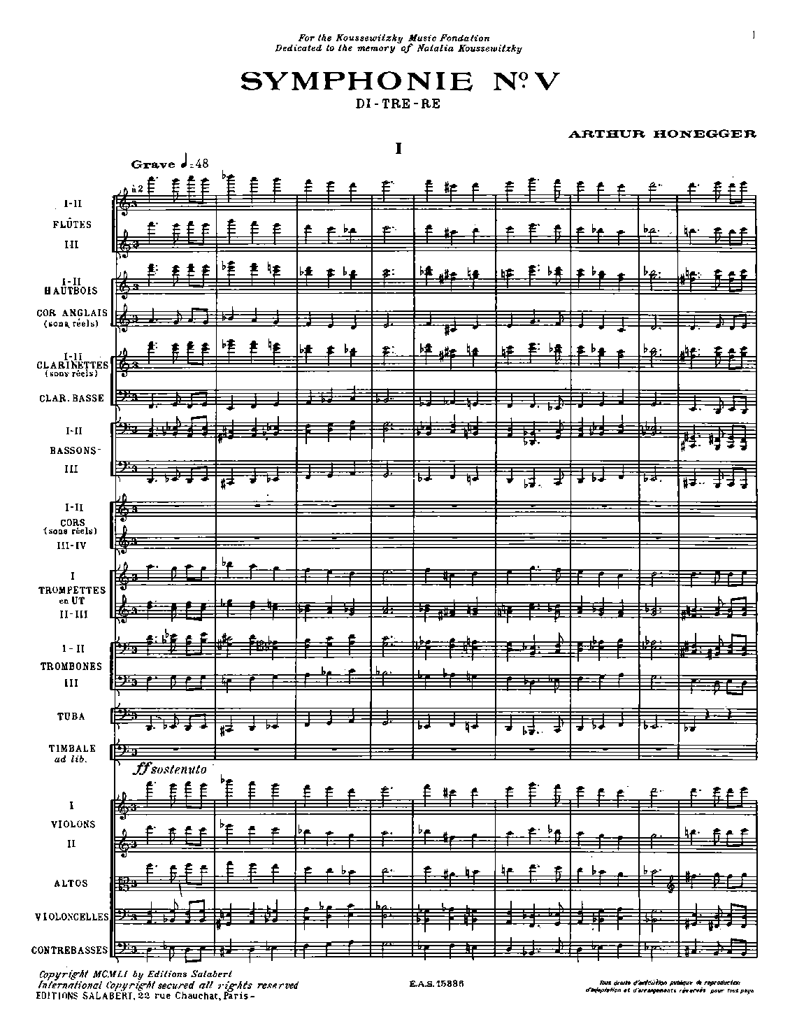 Symphony No.5, H.202 by Arthur Honegger Sheet Music arranged by 8notes.com for Orchestra - 1 of 83 pages