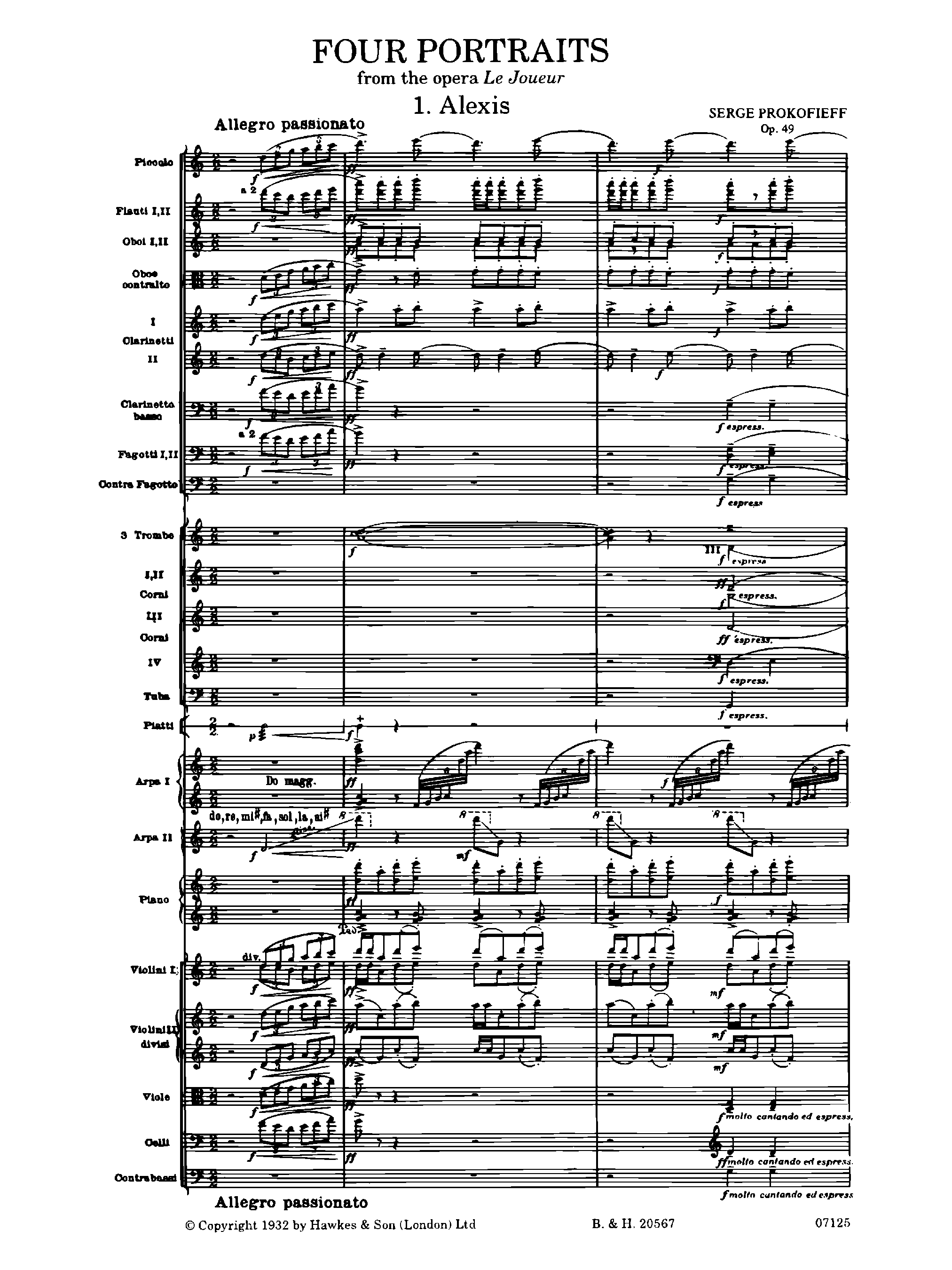 4 Portraits, Op.49 by Sergei Prokofiev Sheet Music arranged by 8notes.com for Orchestra - 1 of 156 pages