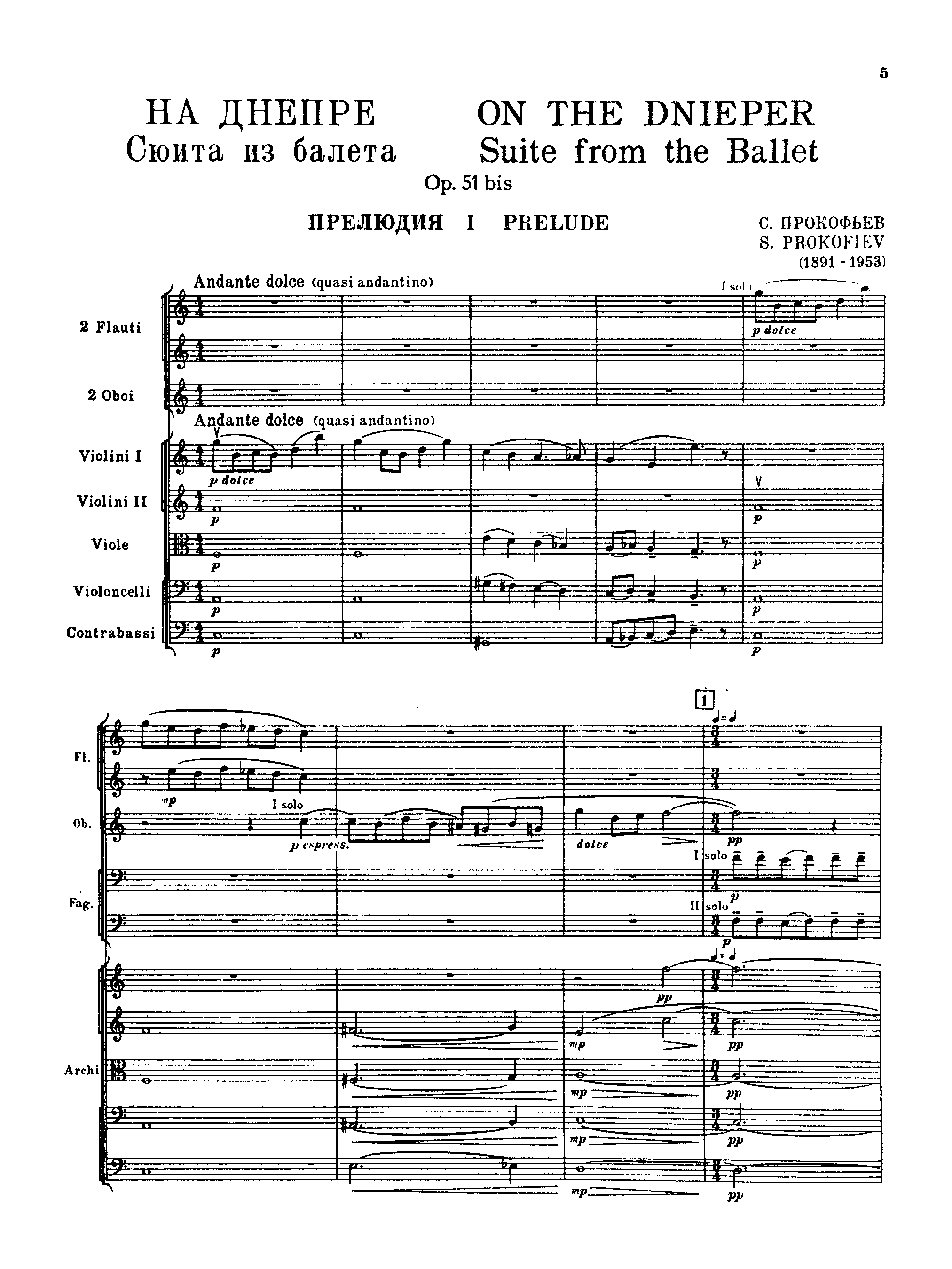 Sur le Borysthene (suite), Op.51bis by Sergei Prokofiev Sheet Music arranged by 8notes.com for Orchestra - 1 of 83 pages