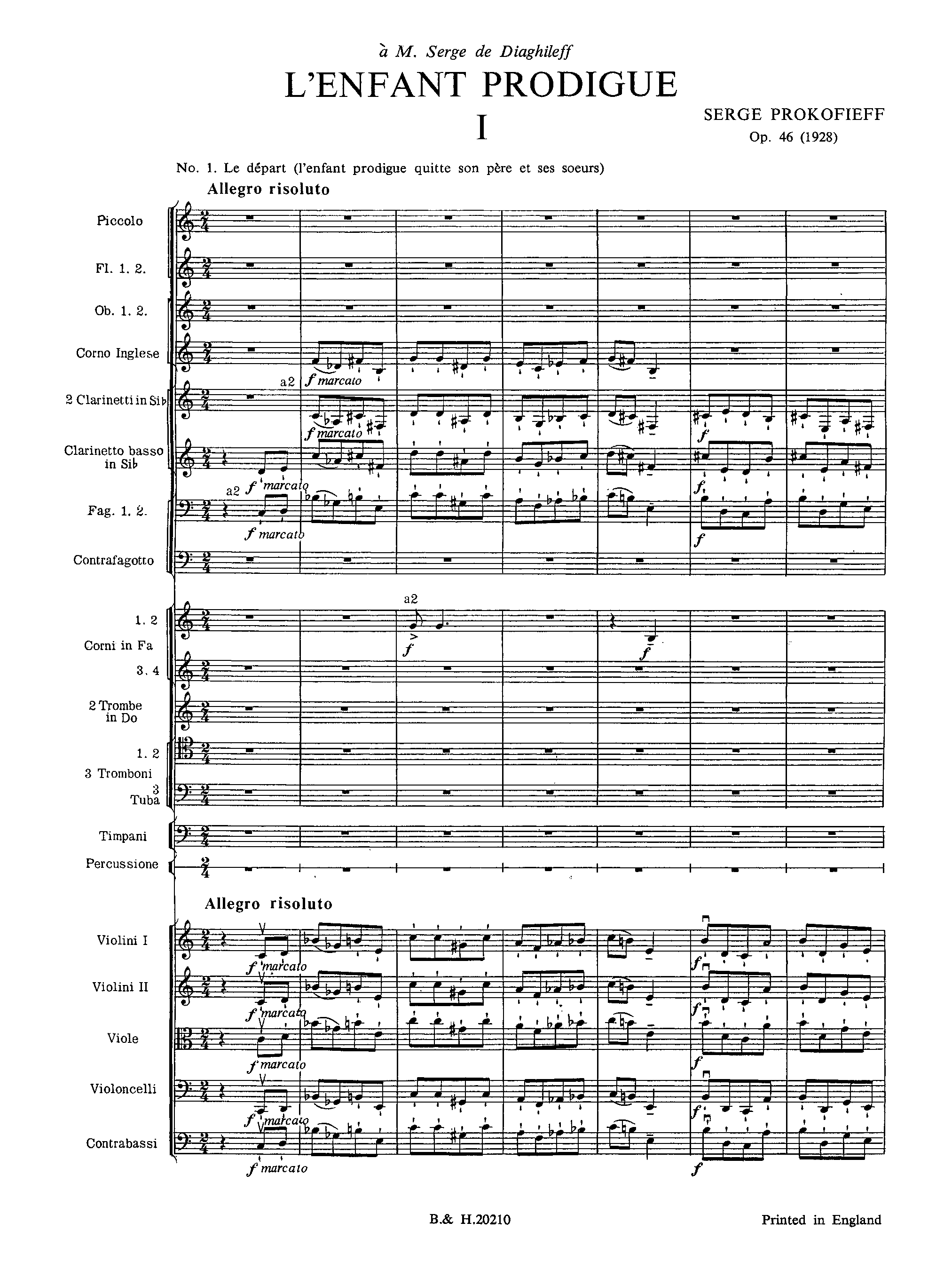 L'enfant prodigue, Op.46 by Sergei Prokofiev Sheet Music arranged by 8notes.com for Orchestra - 1 of 199 pages