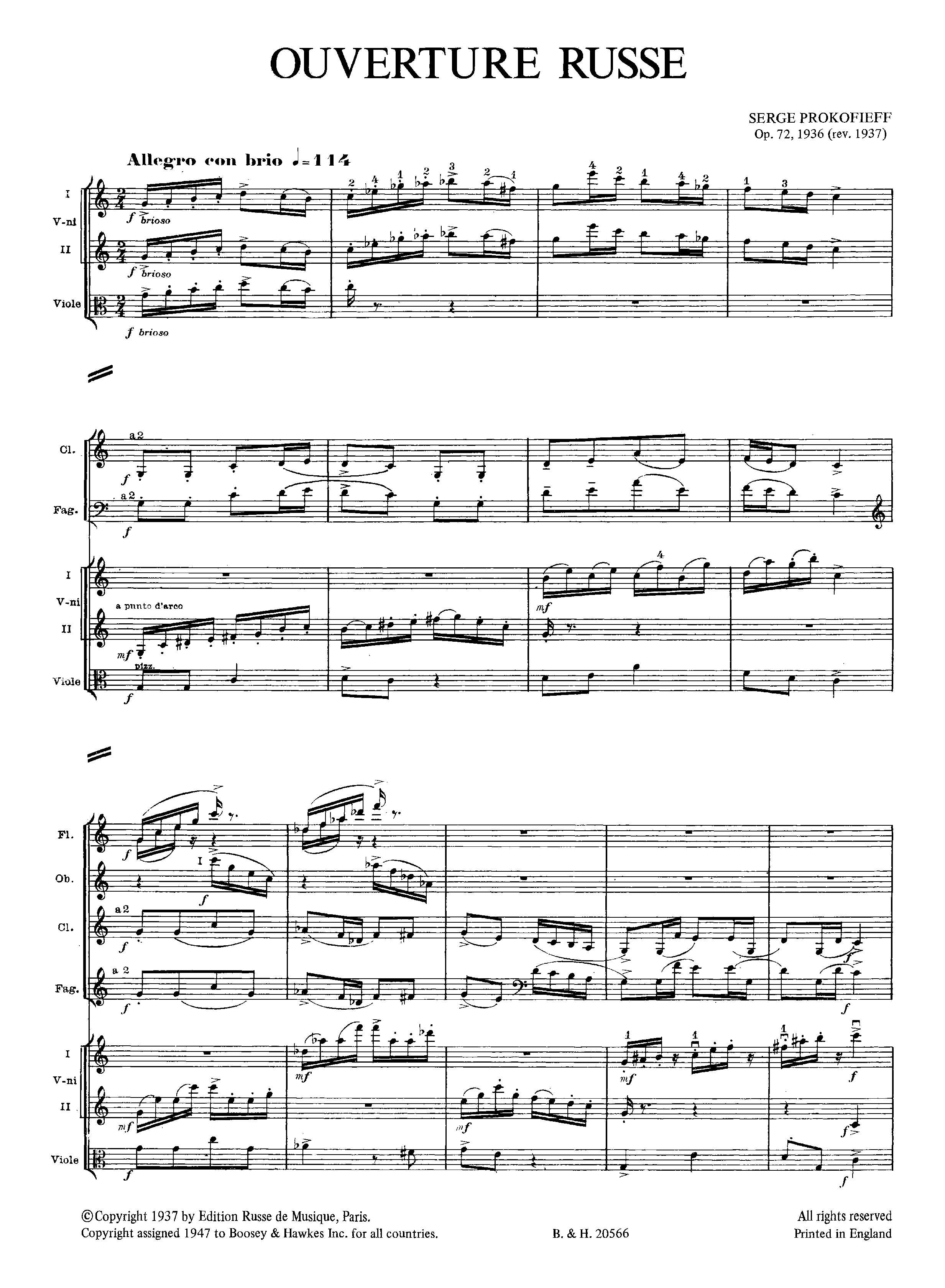 Ouverture russe, Op.72 by Sergei Prokofiev Sheet Music arranged by 8notes.com for Orchestra - 1 of 90 pages