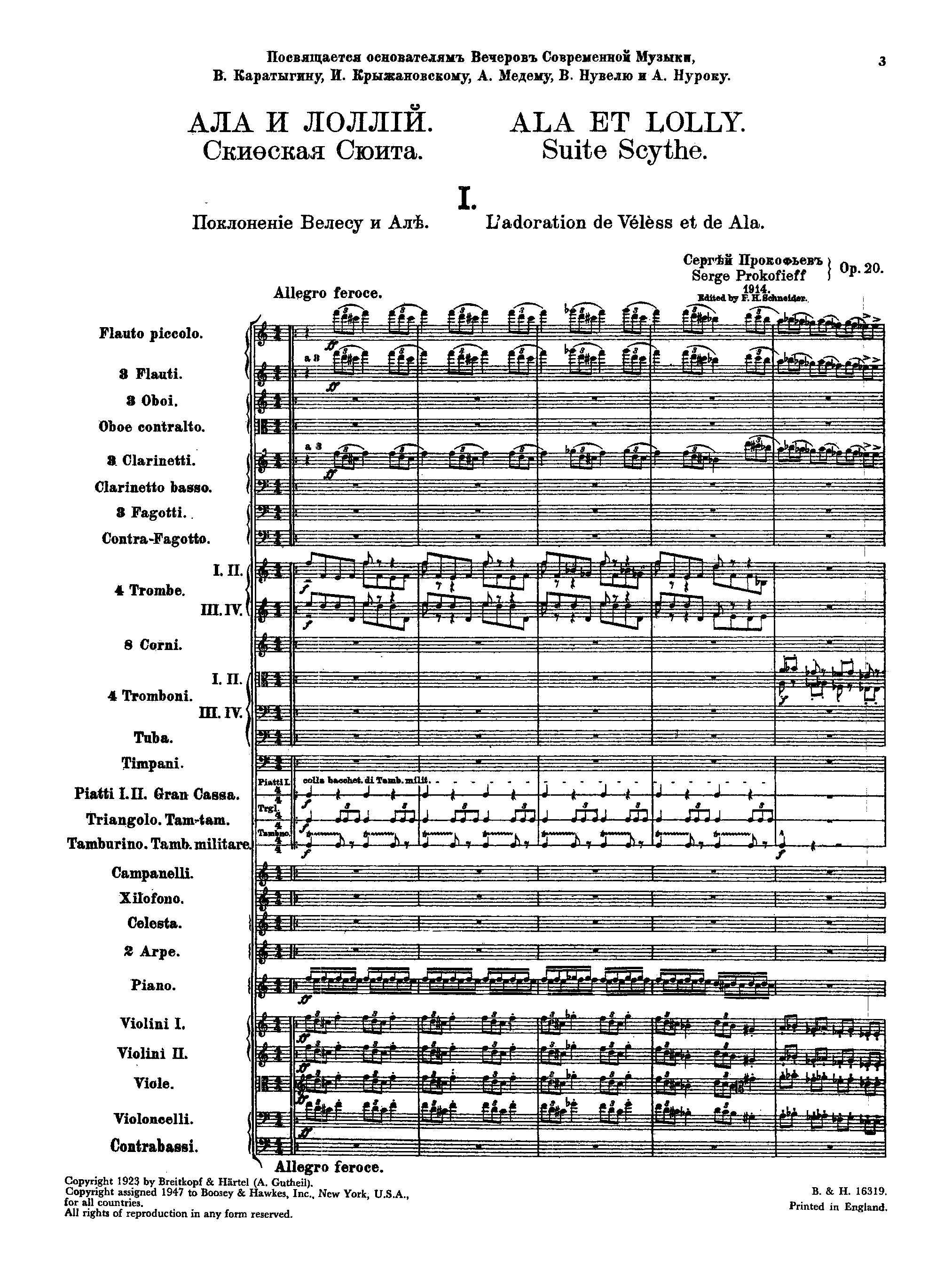 Scythian Suite, Op.20 by Sergei Prokofiev Sheet Music arranged by 8notes.com for Orchestra - 1 of 106 pages