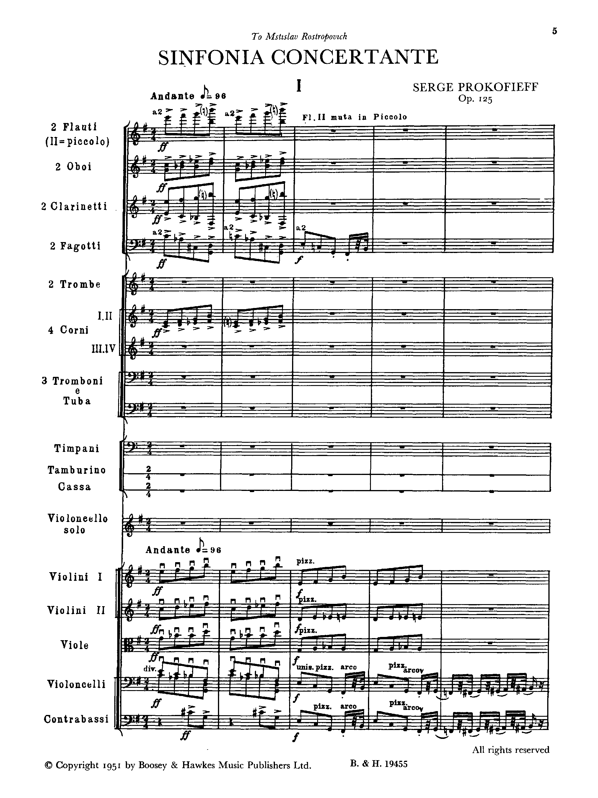 Sinfonia concertante, Op.125 by Sergei Prokofiev Sheet Music arranged by 8notes.com for Orchestra - 1 of 111 pages