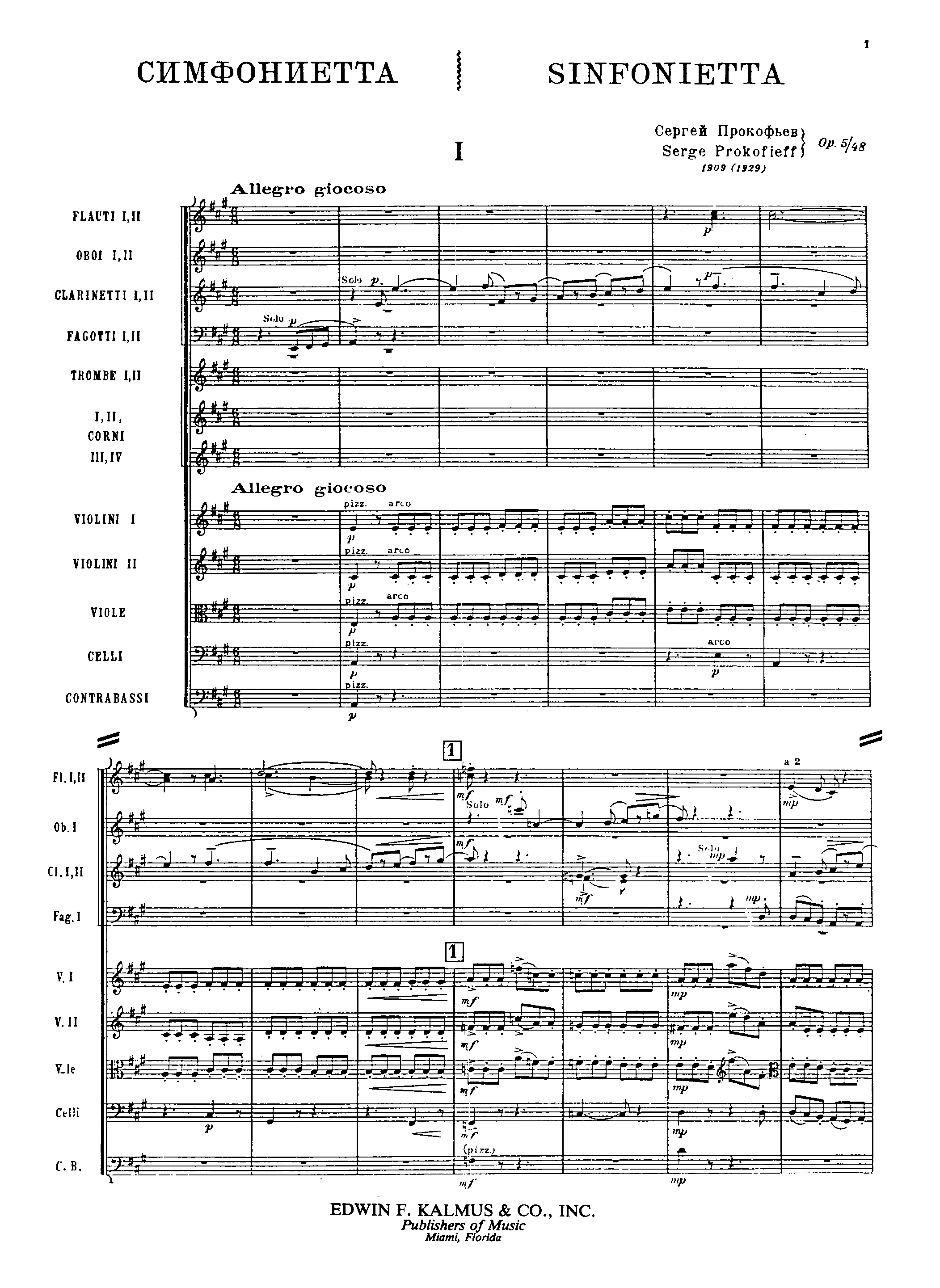 Sinfonietta, Op.5/48 by Sergei Prokofiev Sheet Music arranged by 8notes.com for Orchestra - 1 of 87 pages