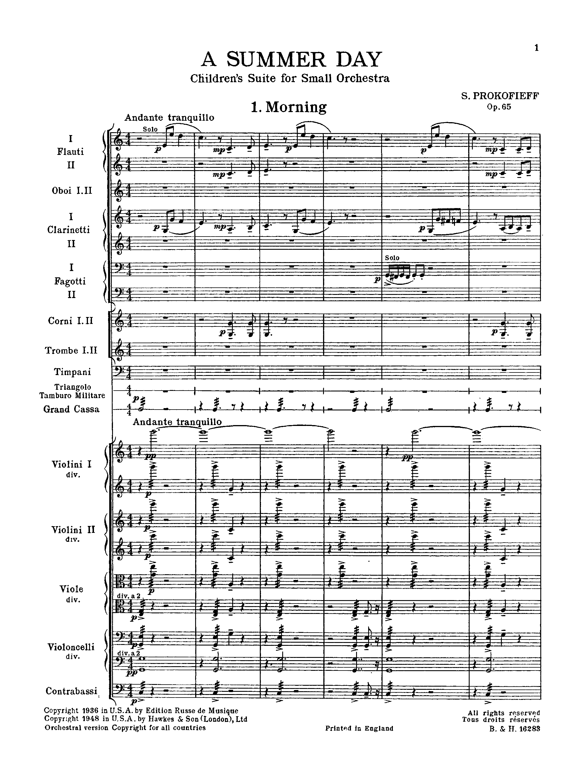 A Summer Day, Op.65bis by Sergei Prokofiev Sheet Music arranged by 8notes.com for Orchestra - 1 of 35 pages