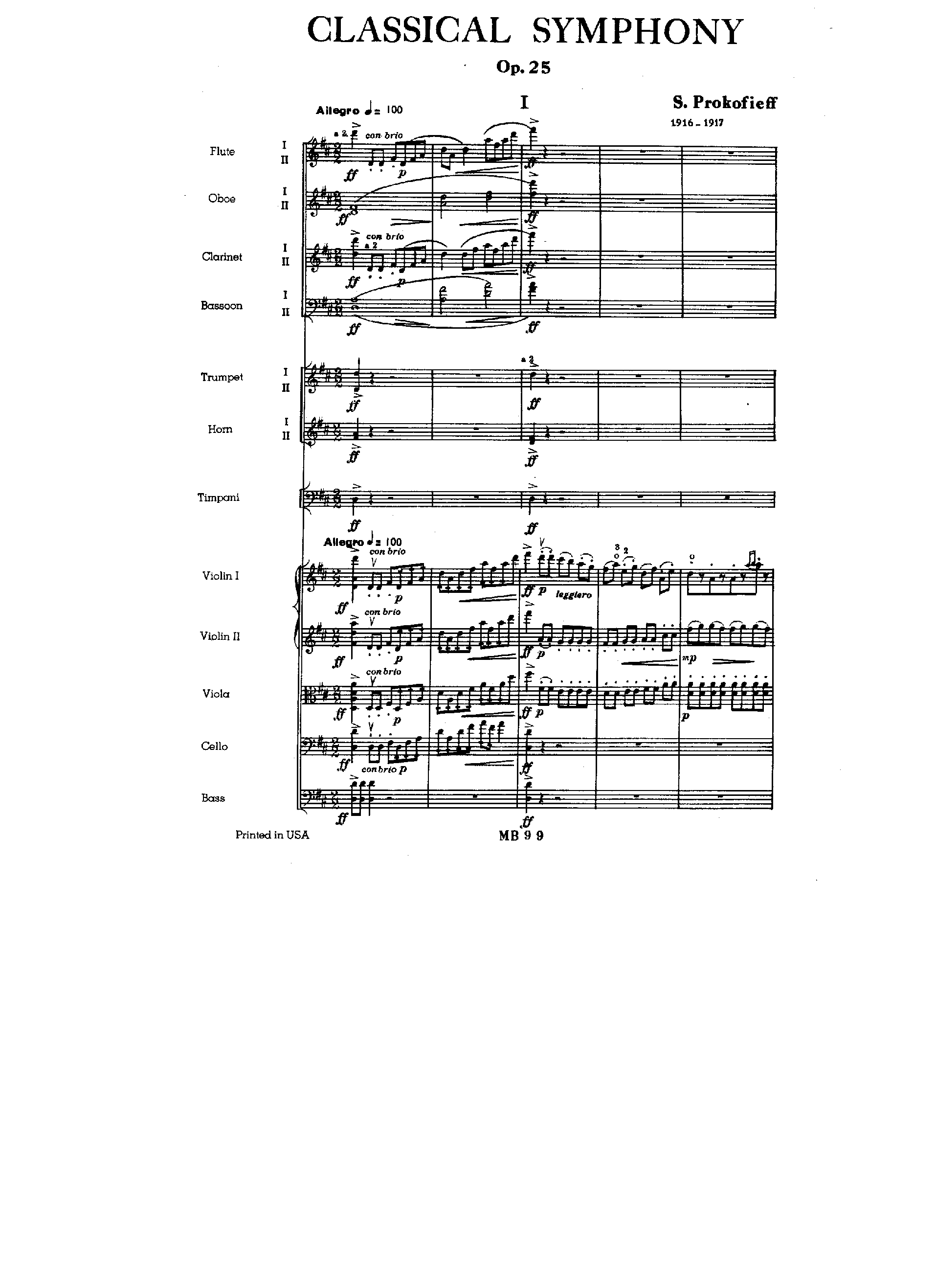 Symphony No.1, Op.25 by Sergei Prokofiev Sheet Music arranged by 8notes.com for Orchestra - 1 of 97 pages
