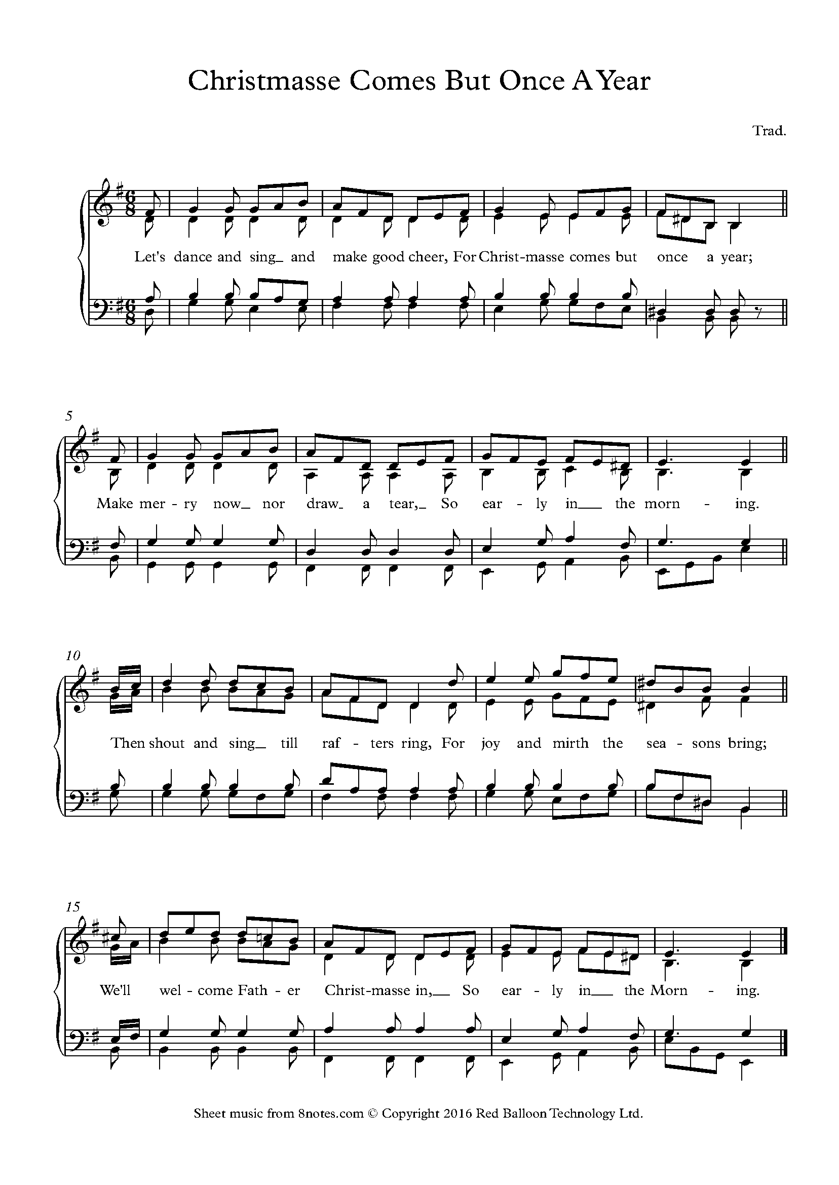 Christmasse Comes But Once A Year Sheet music for Organ  8notes.com