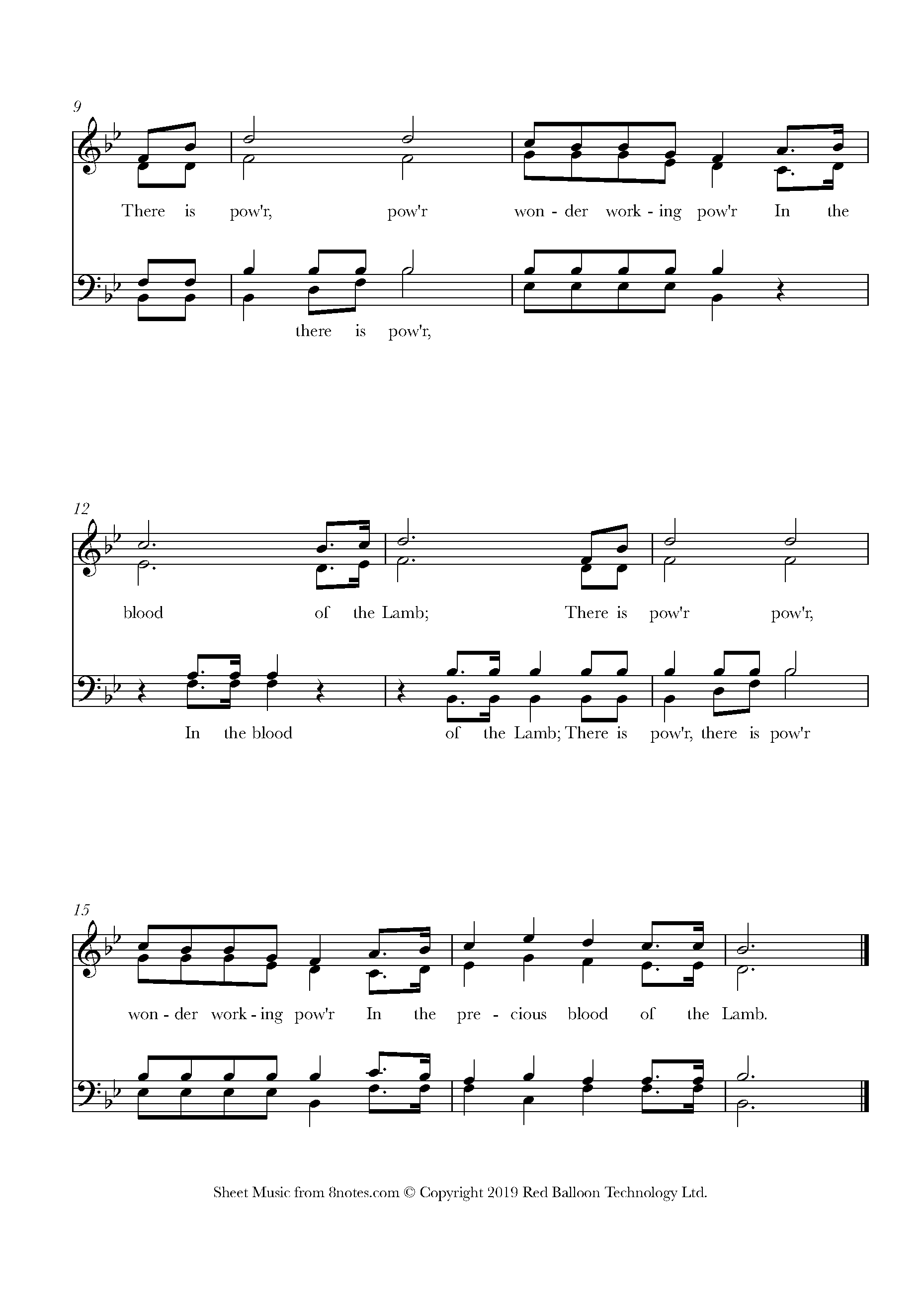 Jones there is power in the blood sheet music for organ 8notes
