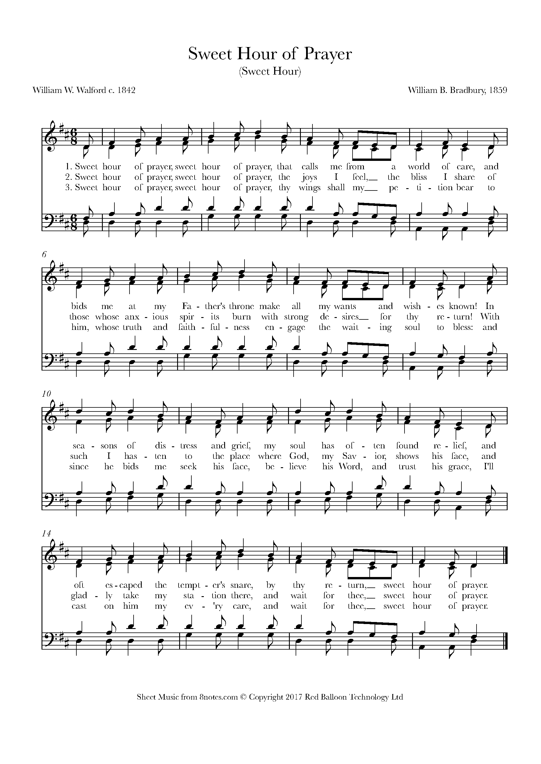 Bradbury sweet hour of prayer sheet music for organ 8notes