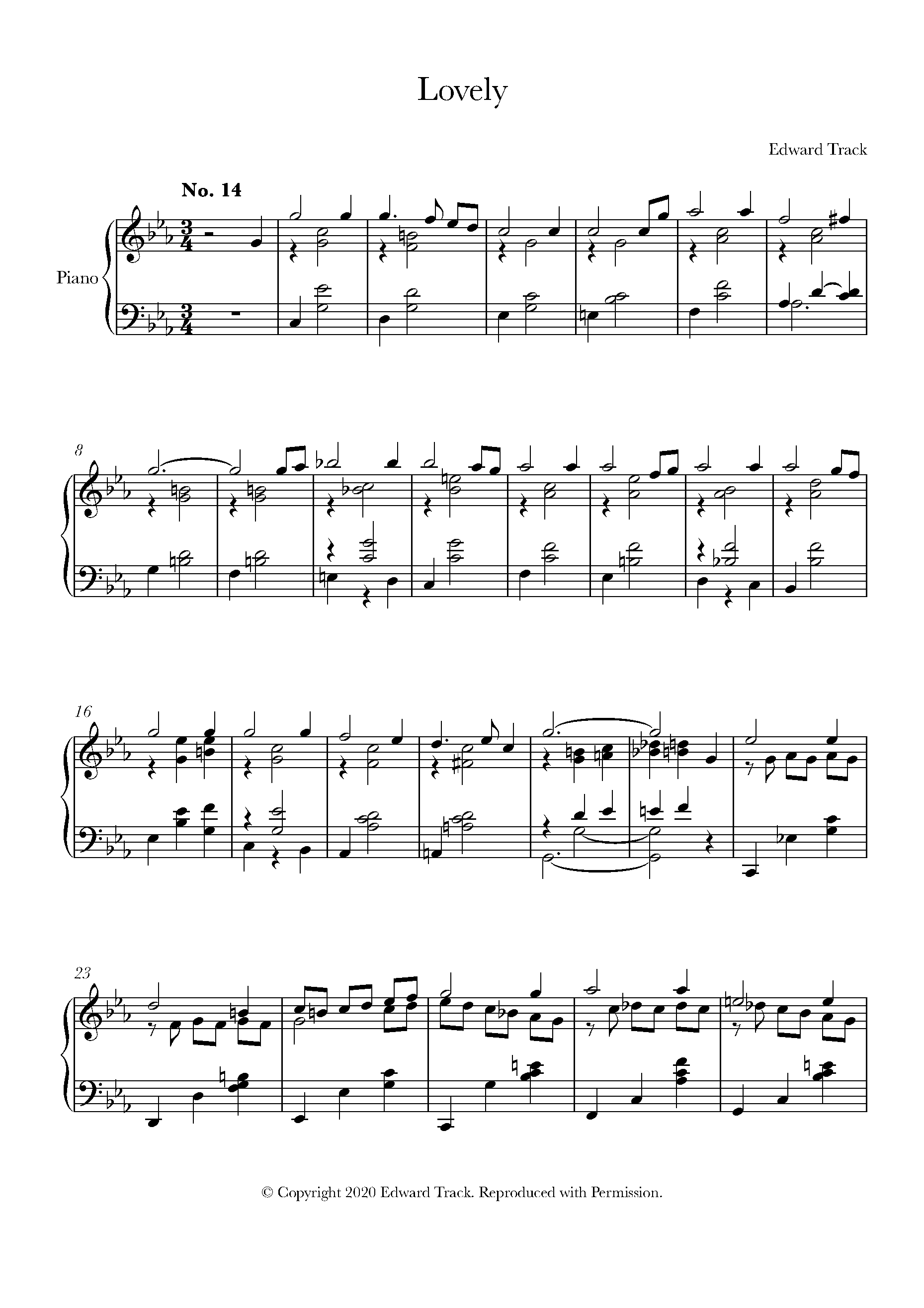 Track No. 14, Lovely Sheet music for Piano