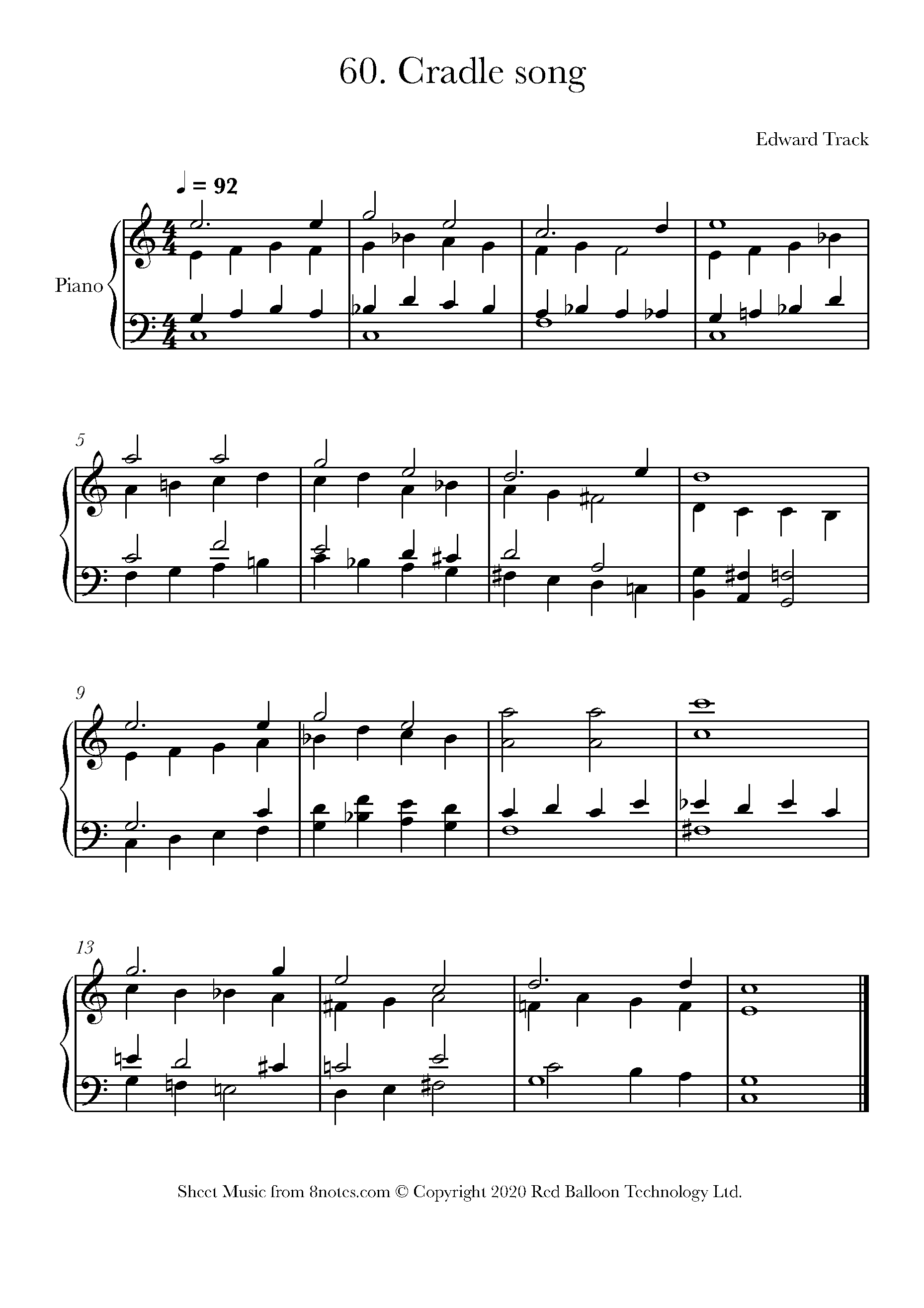Track 60. Cradle Song Sheet music for Piano