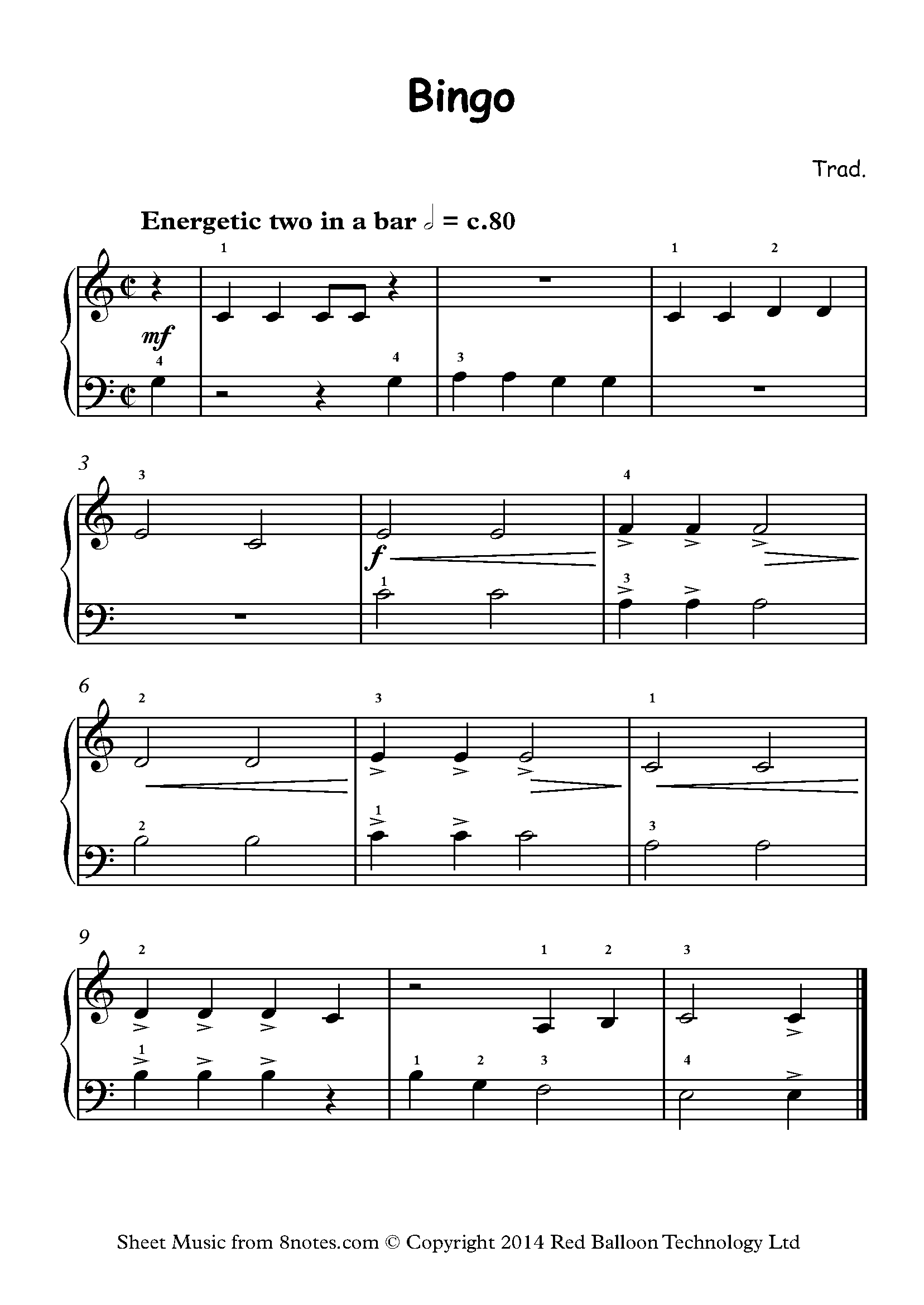 piano sheet 8notes bingo keyboard major bb shortcuts eb
