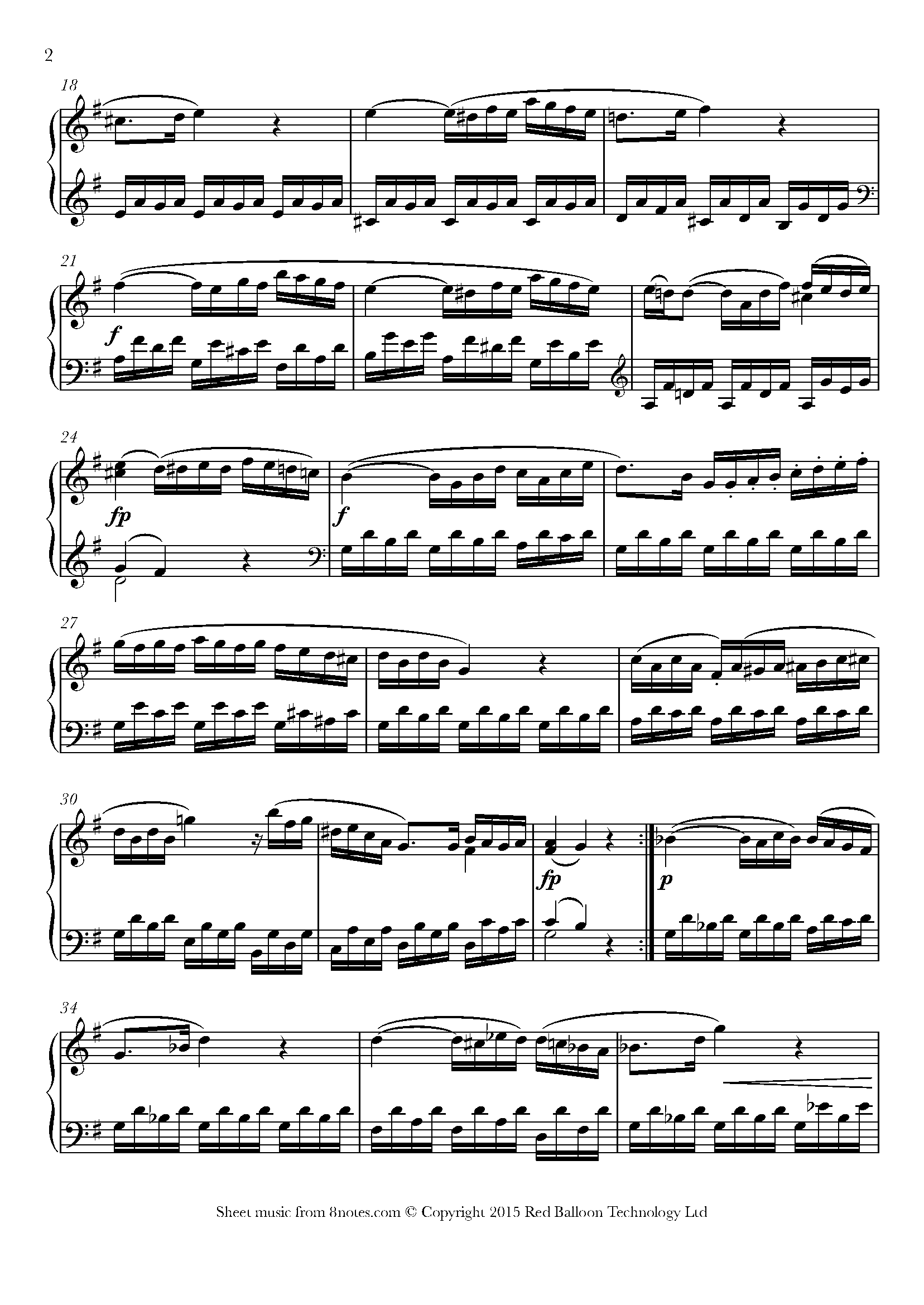 Mozart Sonata No 16 K 545 2nd Movement Sheet Music For Piano 8notes Com