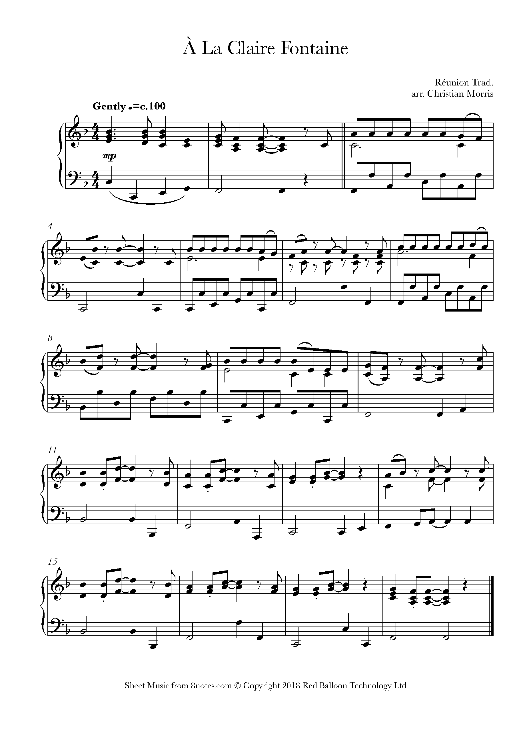A La Claire Fontaine Sheet music