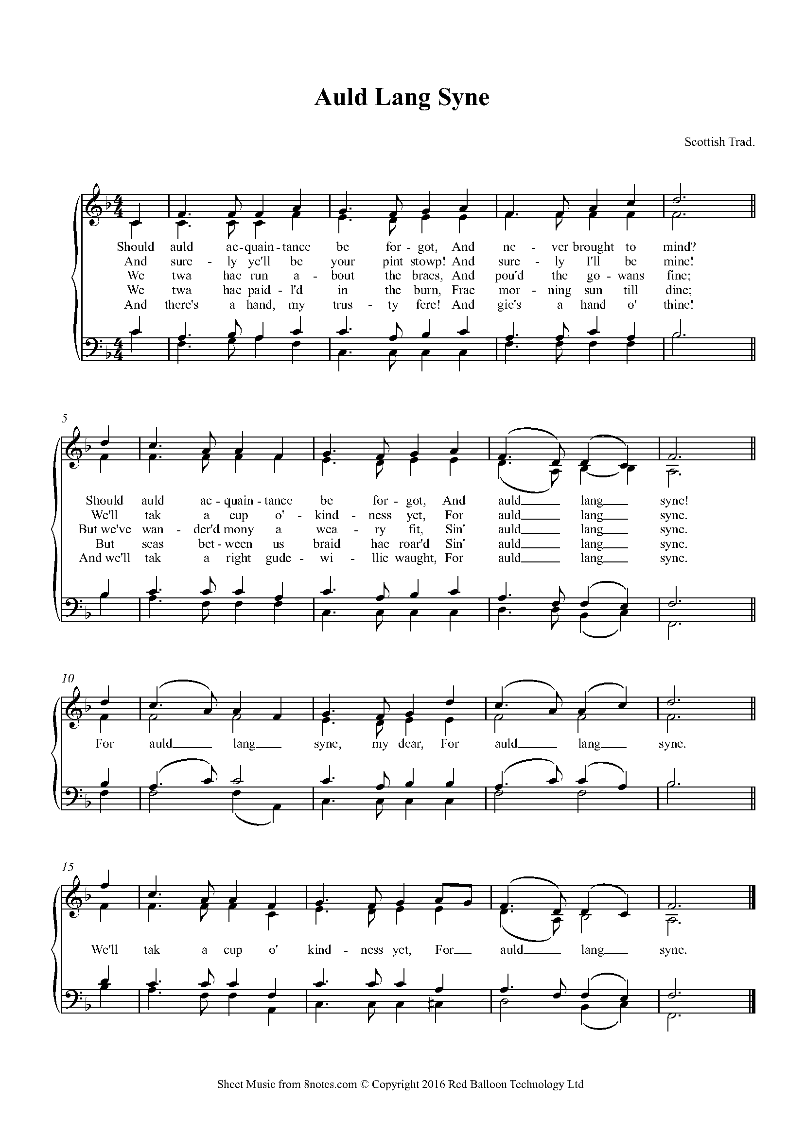 <i>Trad.</i>  Auld Lang Syne (Piano)