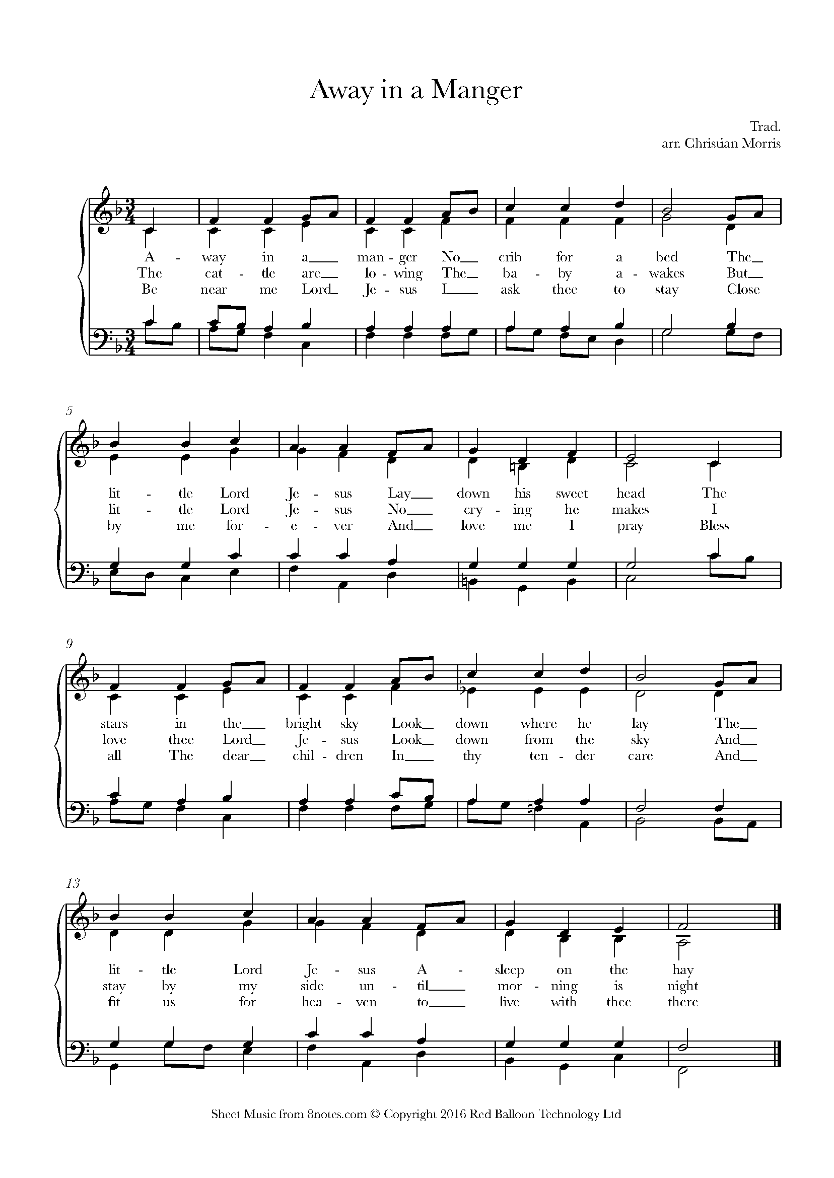 Away in a Manger Sheet music for Piano - 8notes.com