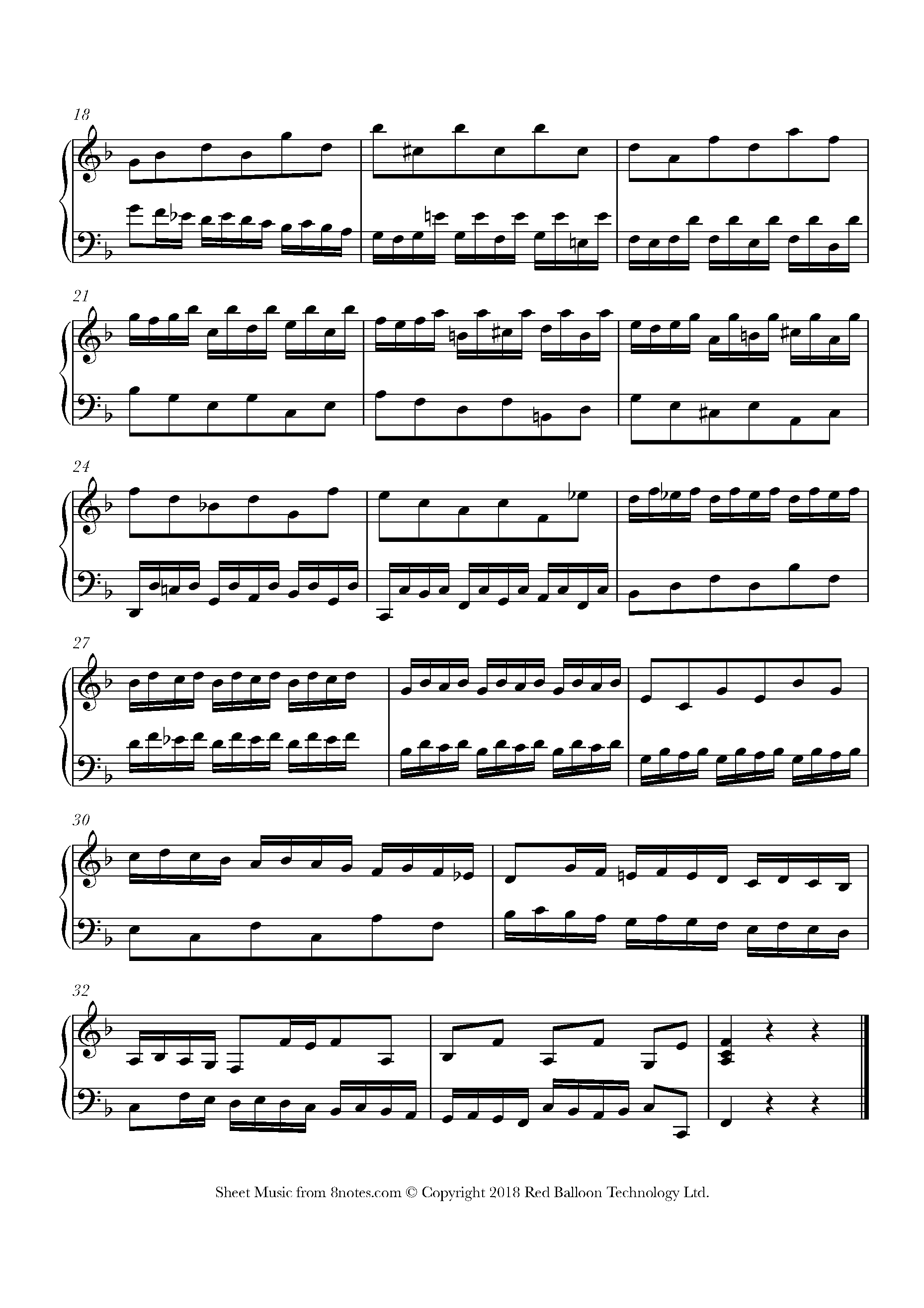 Bach - Invention No. 8 in F Major BWV 779 Sheet music for Piano