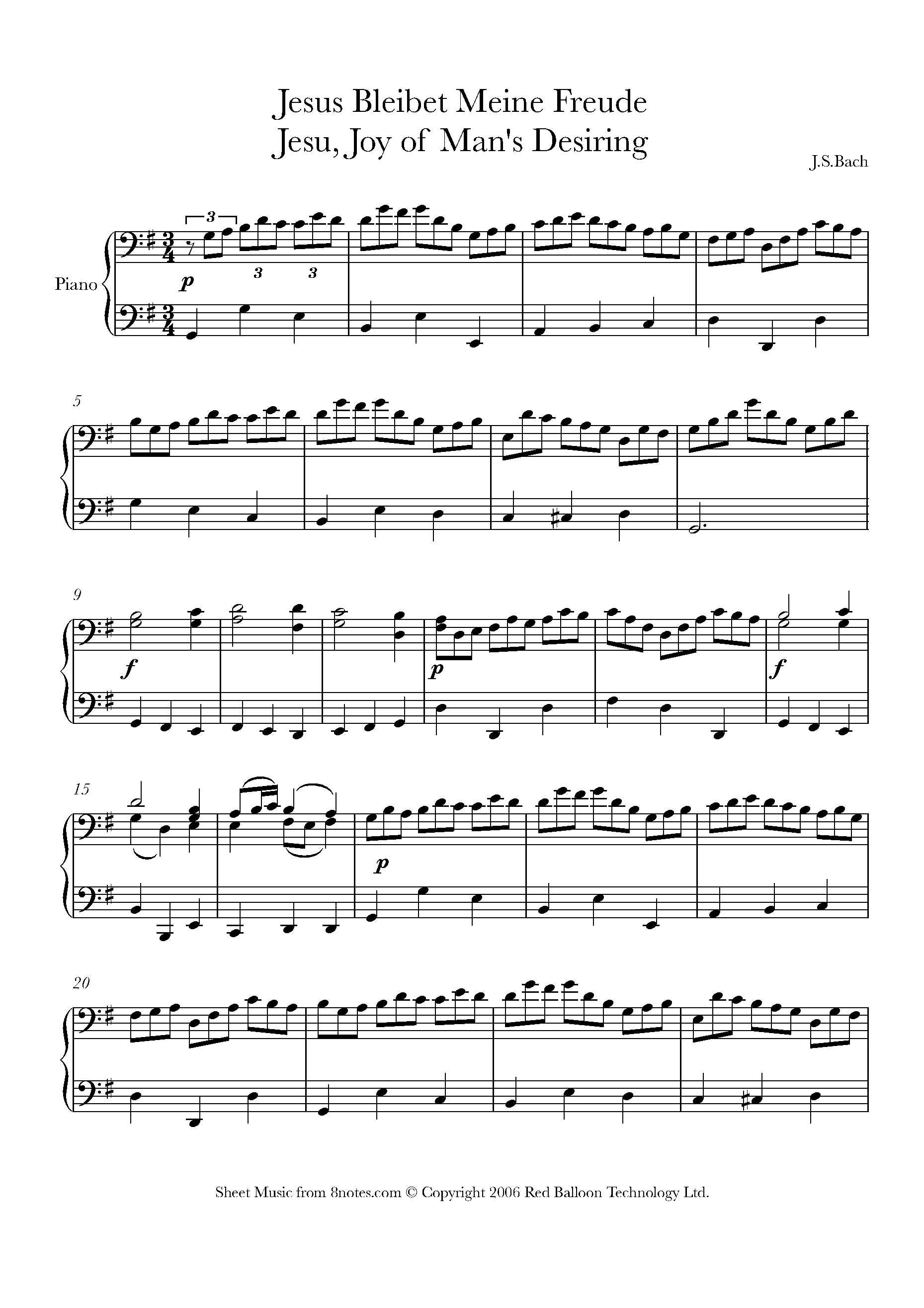 Bach Jesu Joy Of Man S Desiring Sheet Music For Piano 8notes Com Bach Jesu Joy Of Man S Desiring Sheet Music For Piano 8notes Com