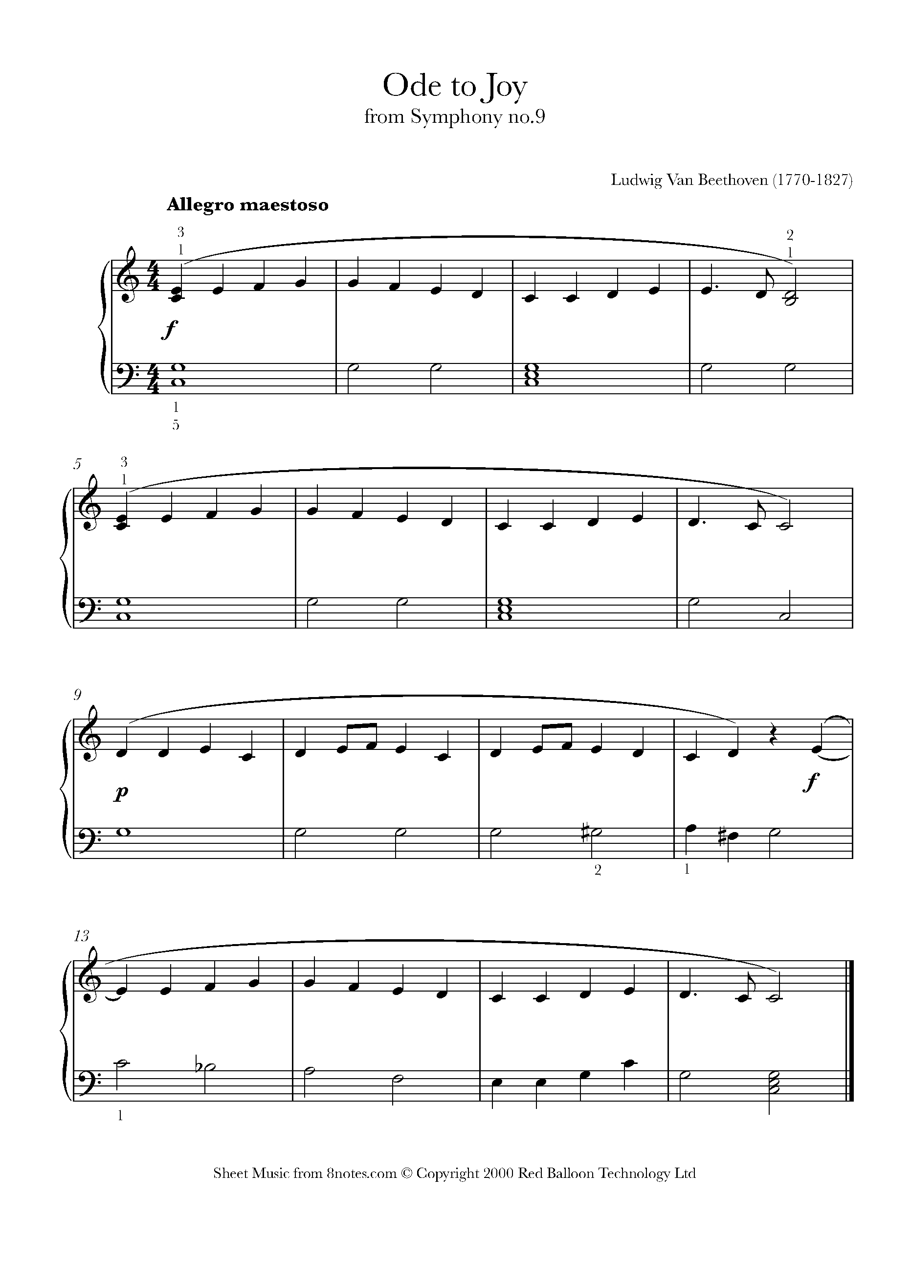 Beethoven  Ode to Joy (9th Symphony) (Piano)