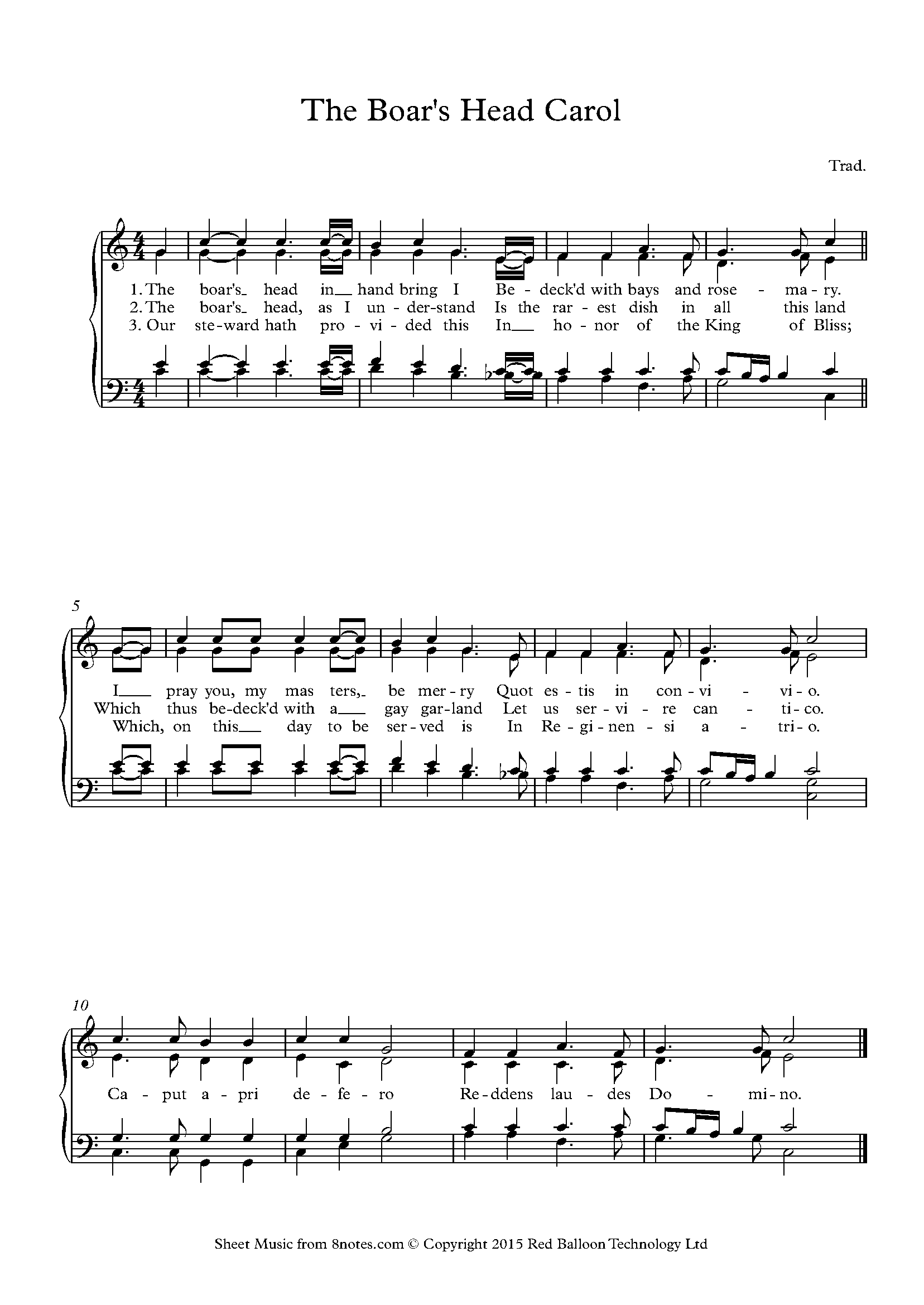 The Boar's Head Carol Sheet music for Piano