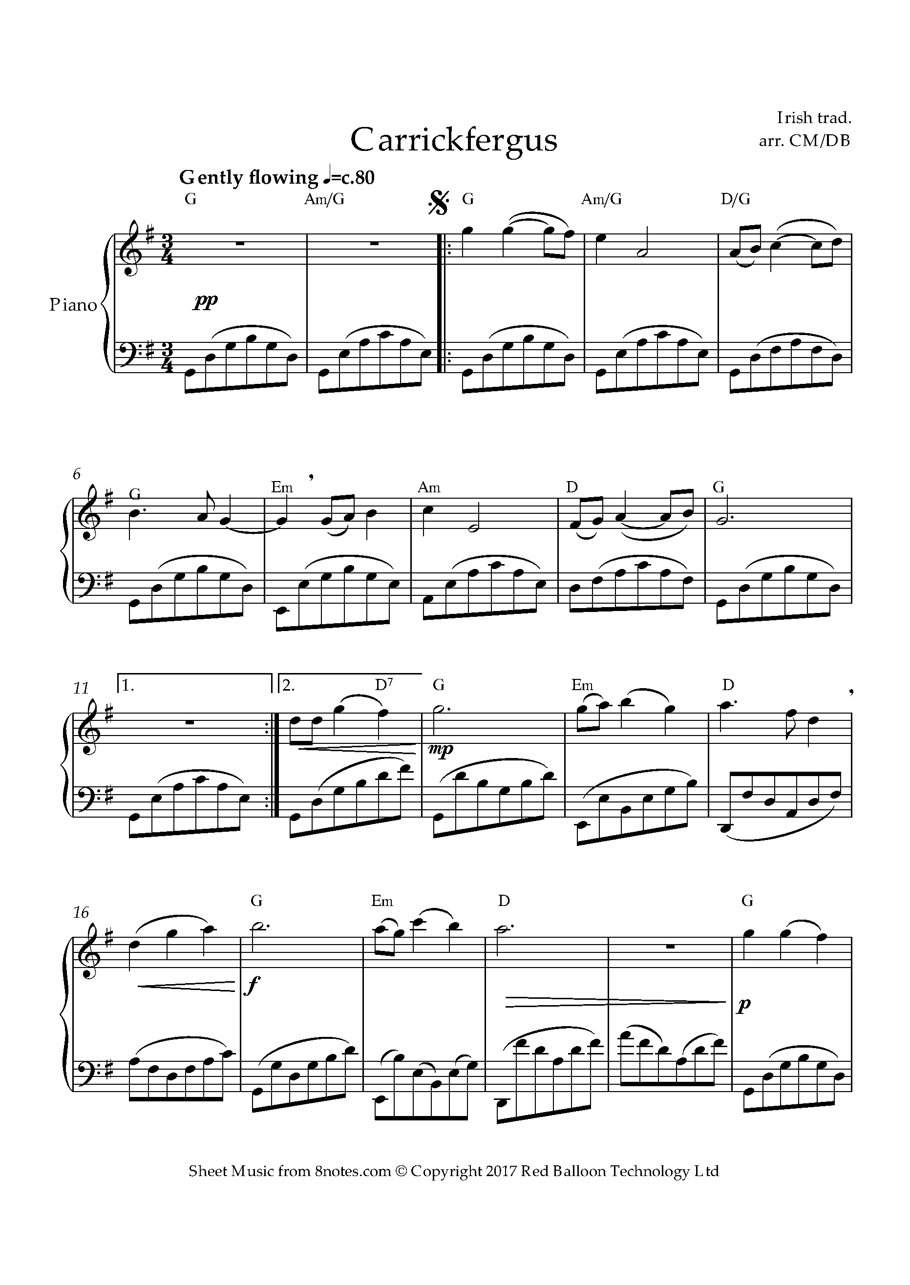 Carrickfergus Sheet music for Piano