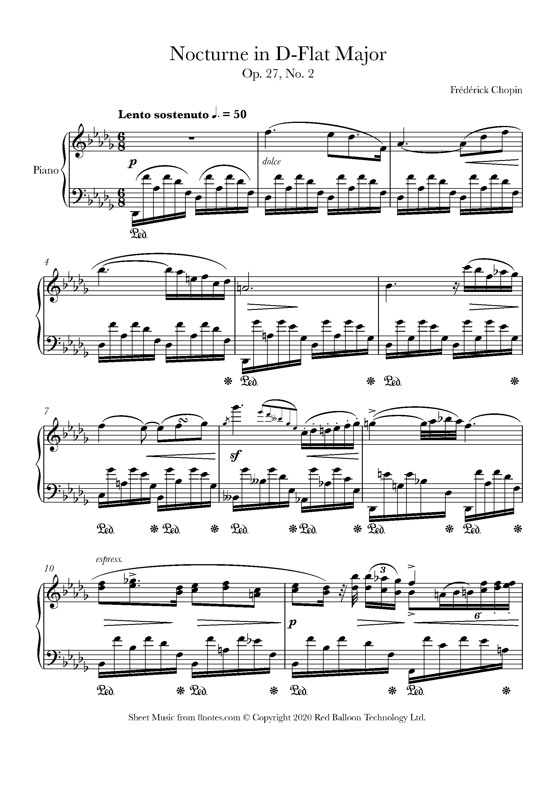 Chopin Nocturne no.8 in Db major op.27 no.2 Sheet music for Piano