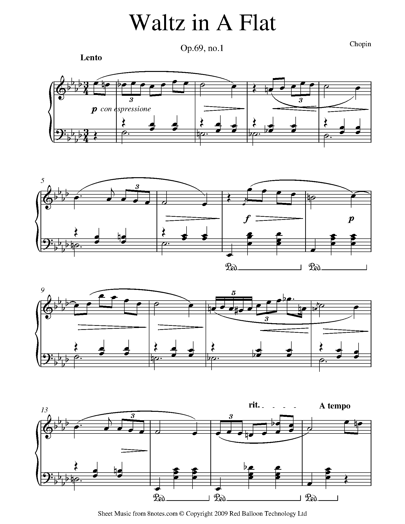  Chopin Waltz In Ab Op 69 No 1 Complete Sheet Music For Piano 
