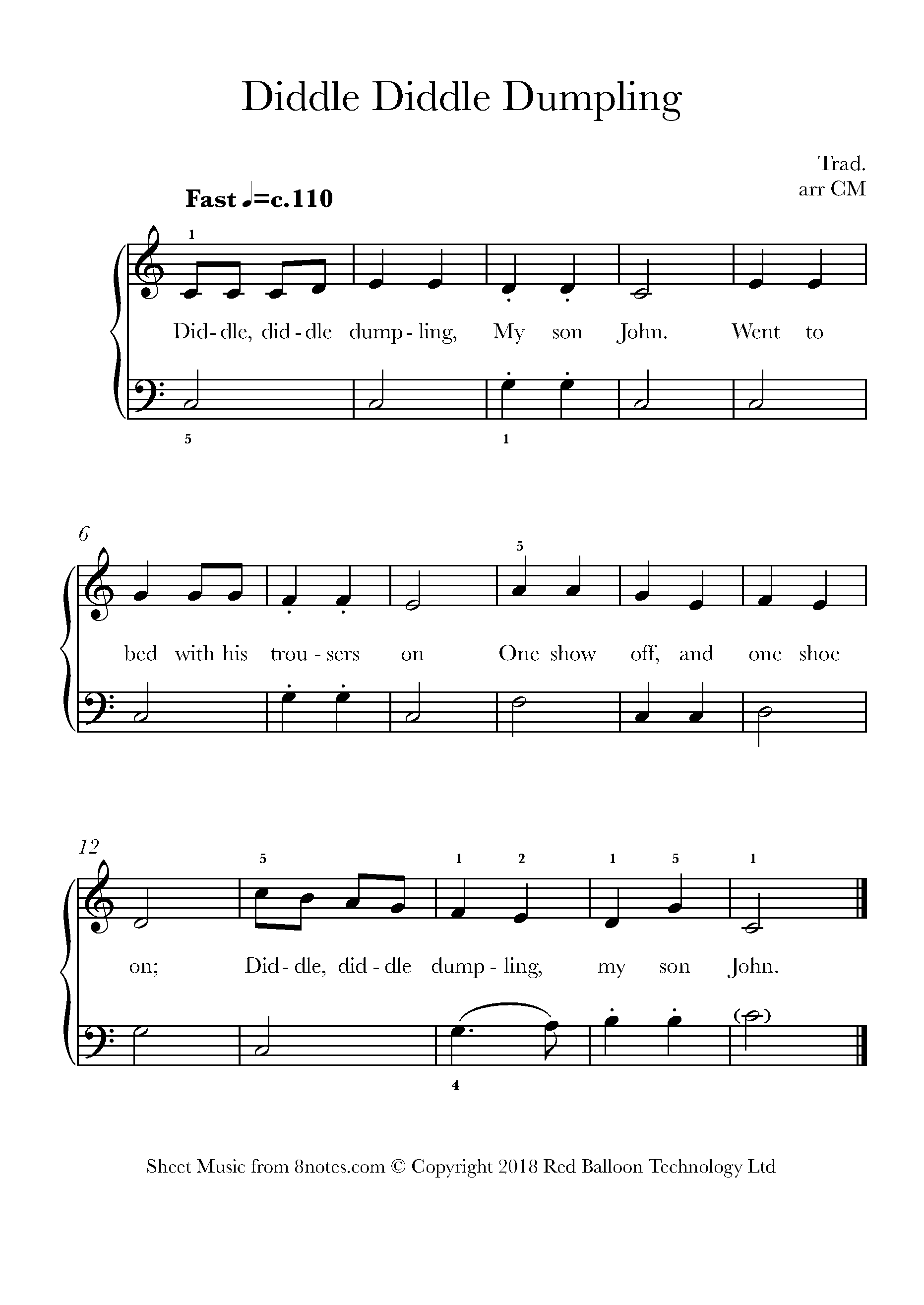 Diddle Diddle Dumpling Sheet music for Piano - 8notes.com