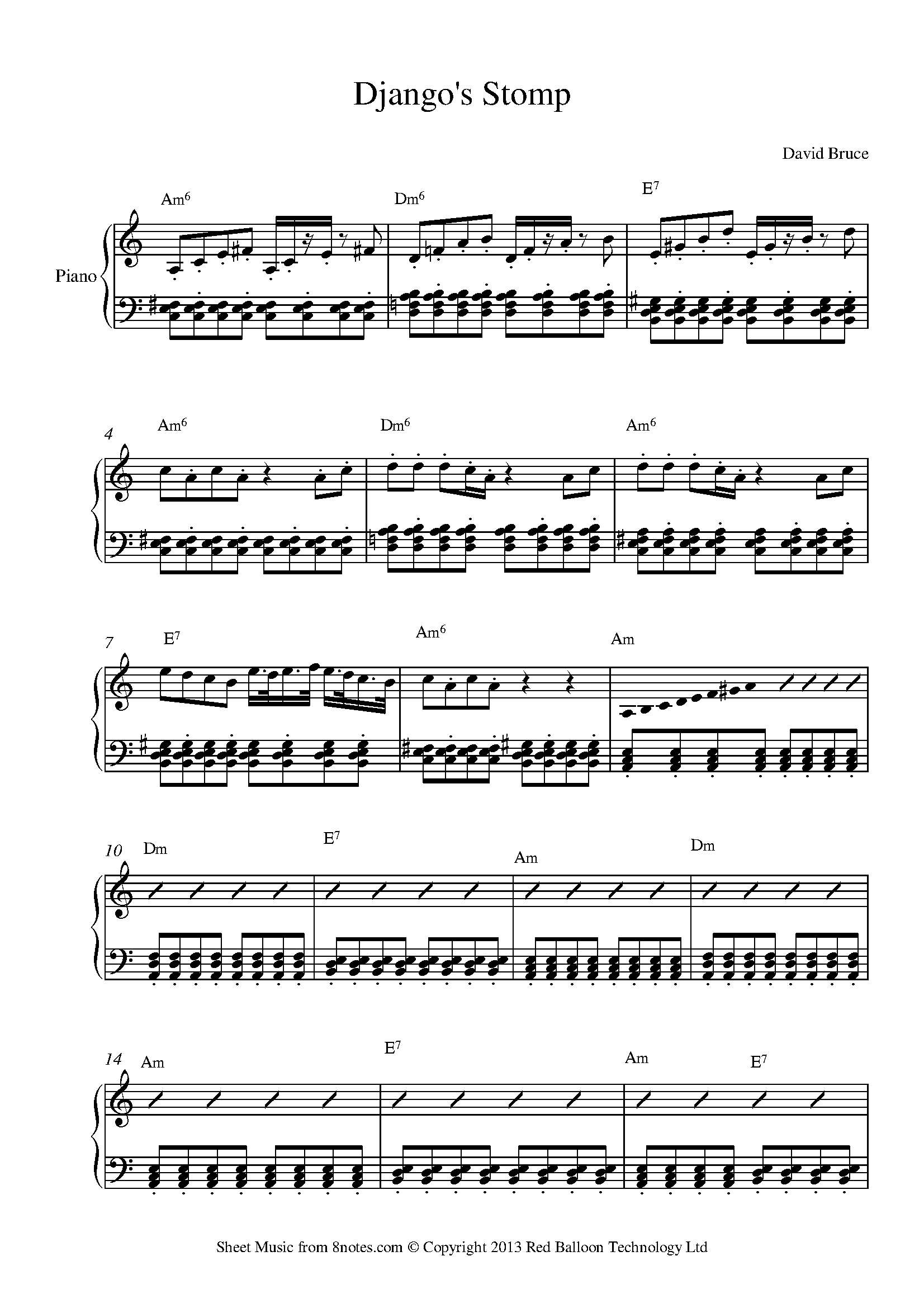David Bruce - Djangos Stomp Sheet music for Piano - 8notes.com
