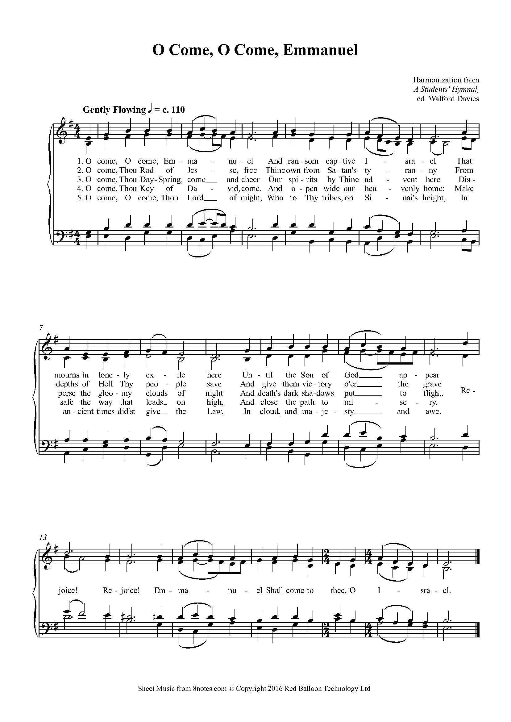 O Come, O Come, Emmanuel Sheet music for Piano - 8notes.com