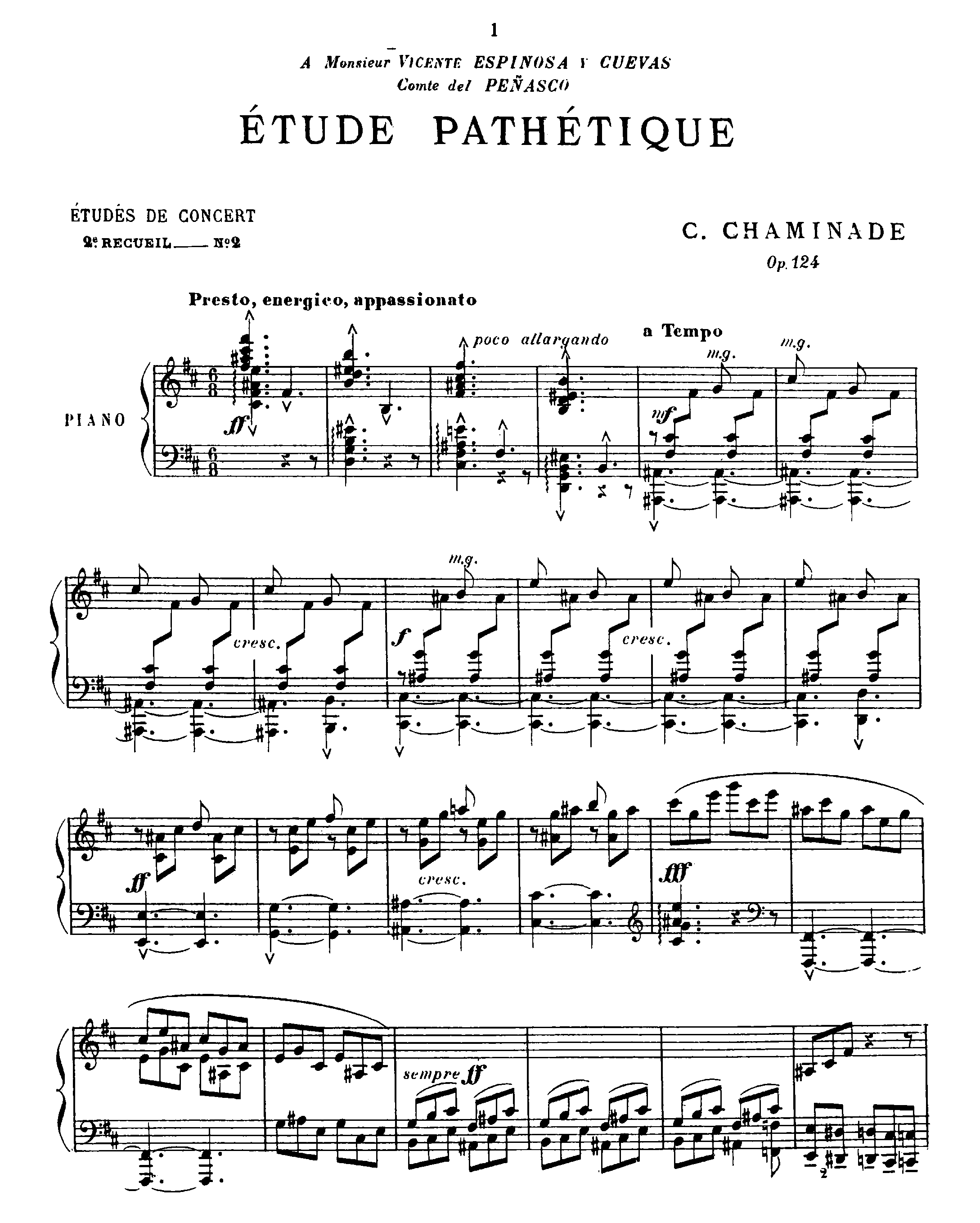 ﻿Cécile Chaminade - Étude pathétique, Op.124 Sheet music for Piano ...