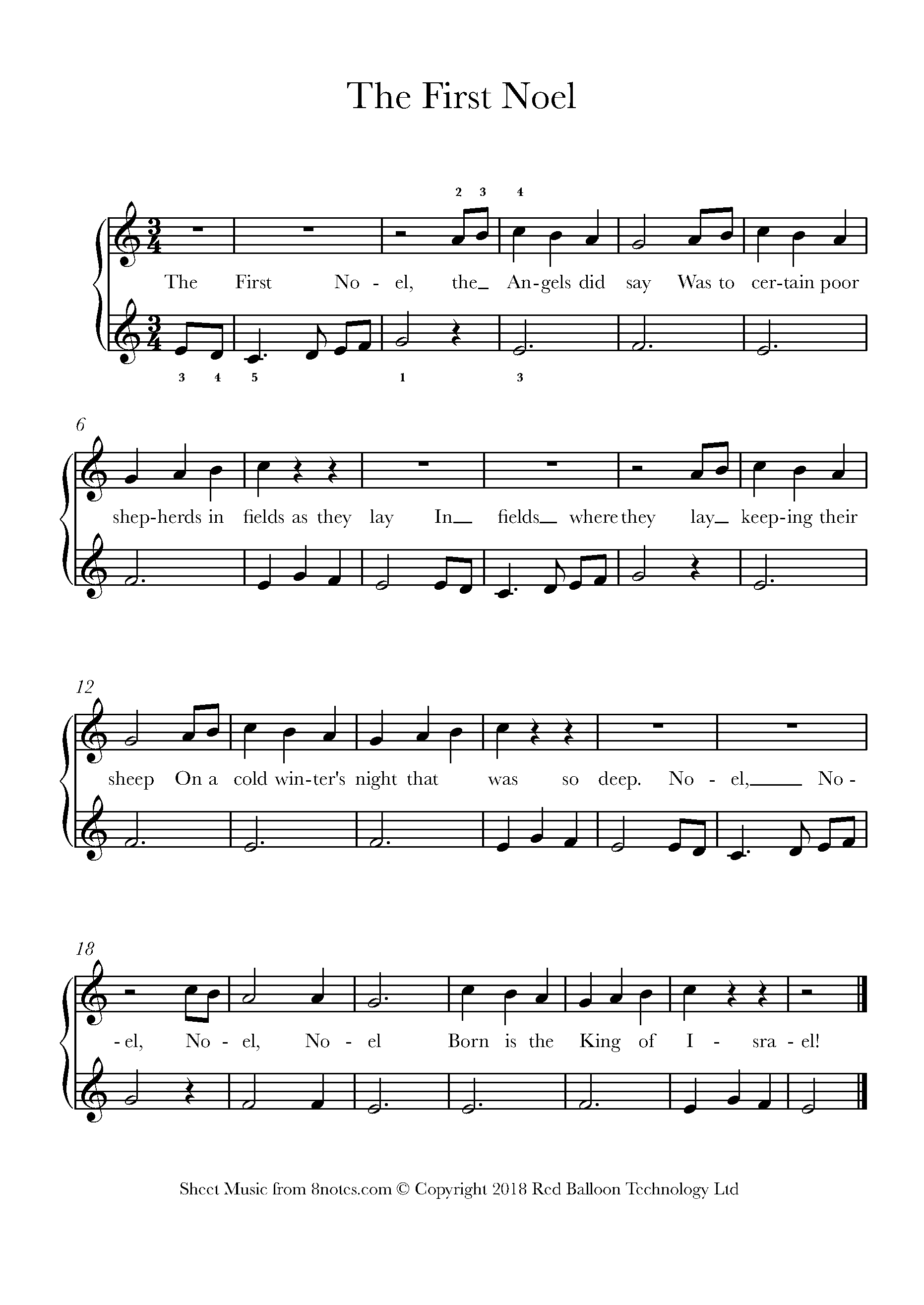 The First Noel Sheet music for Piano - 8notes.com