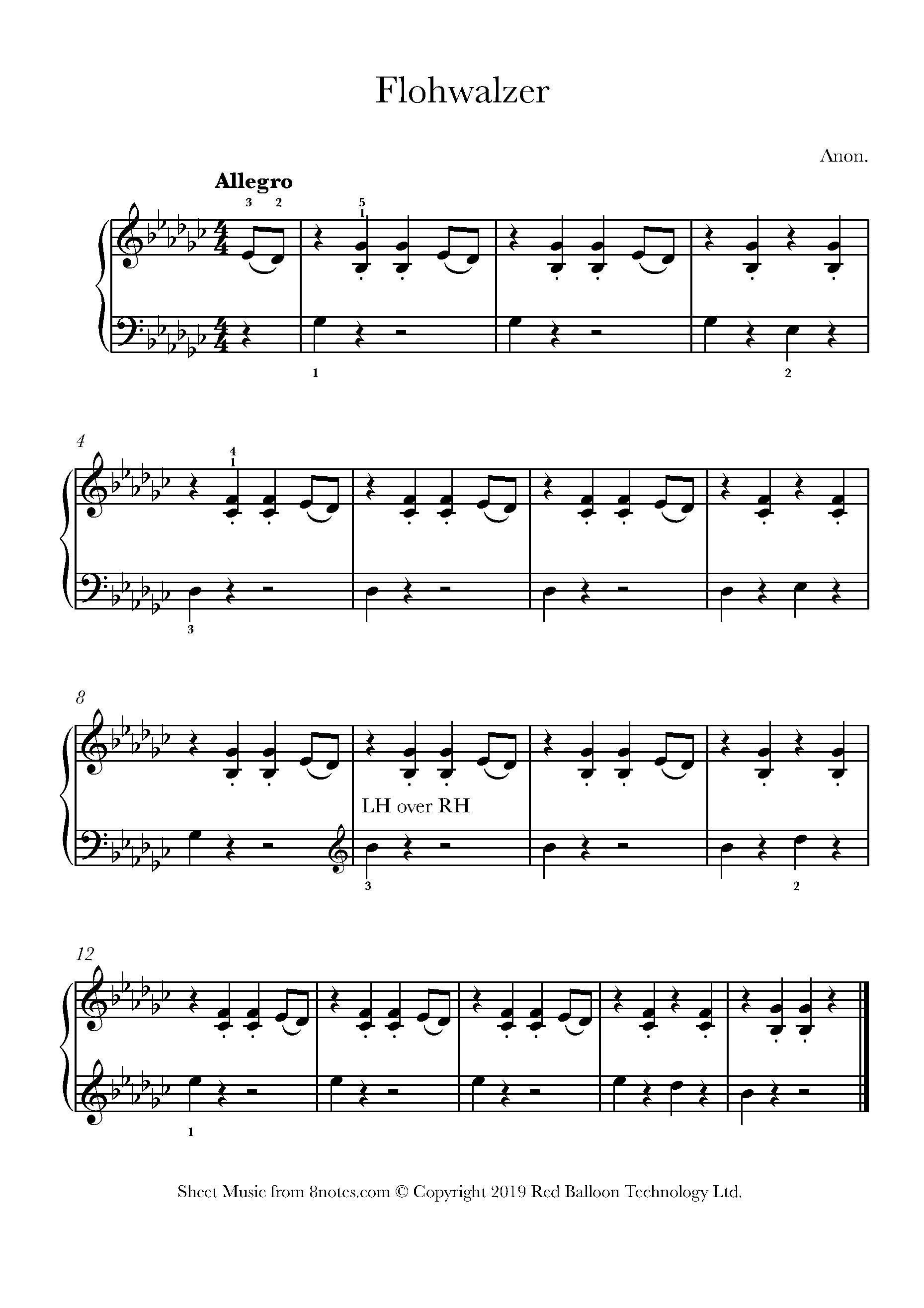 anon - Flohwalzer Sheet music for Piano - 8notes.com