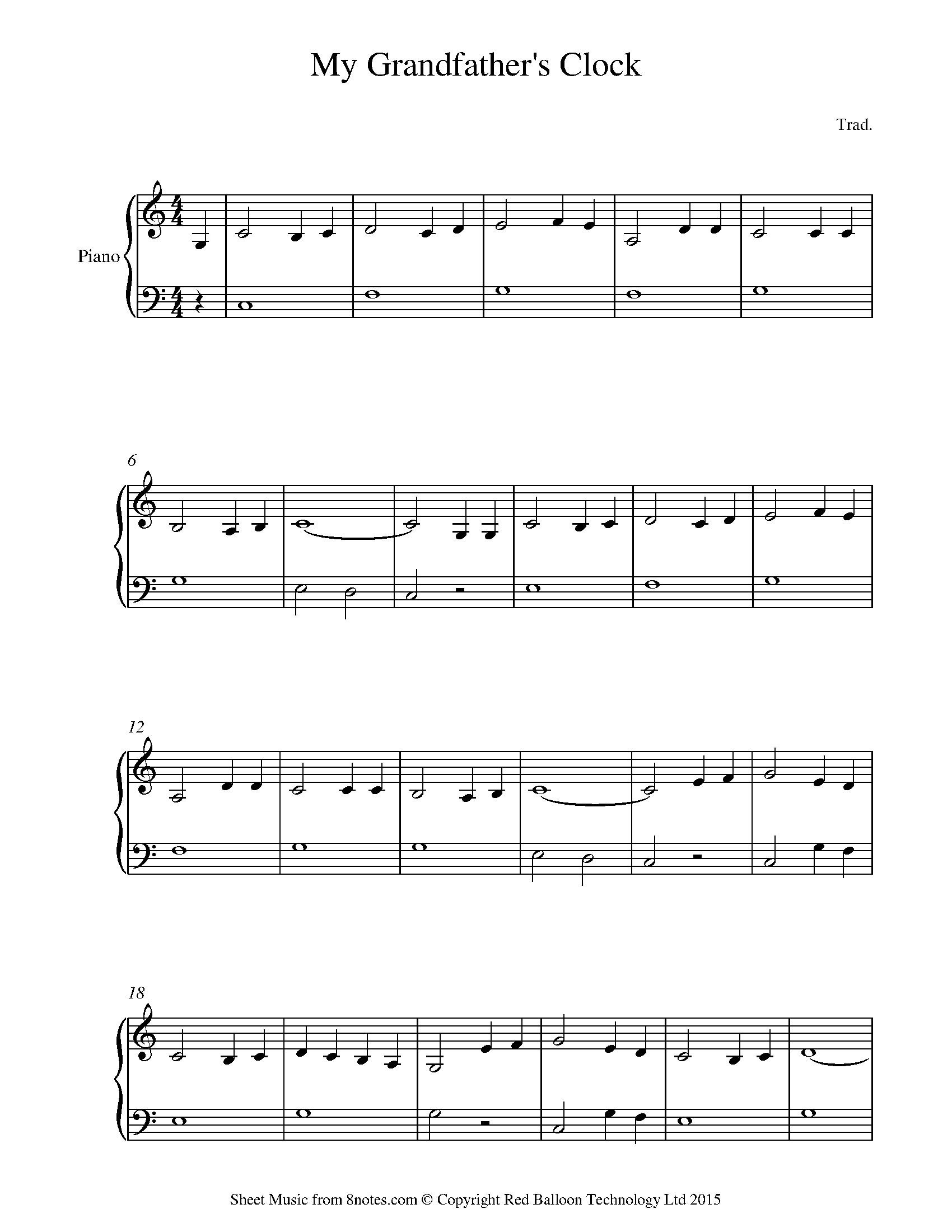 My Grandfathers Clock Sheet music for Piano